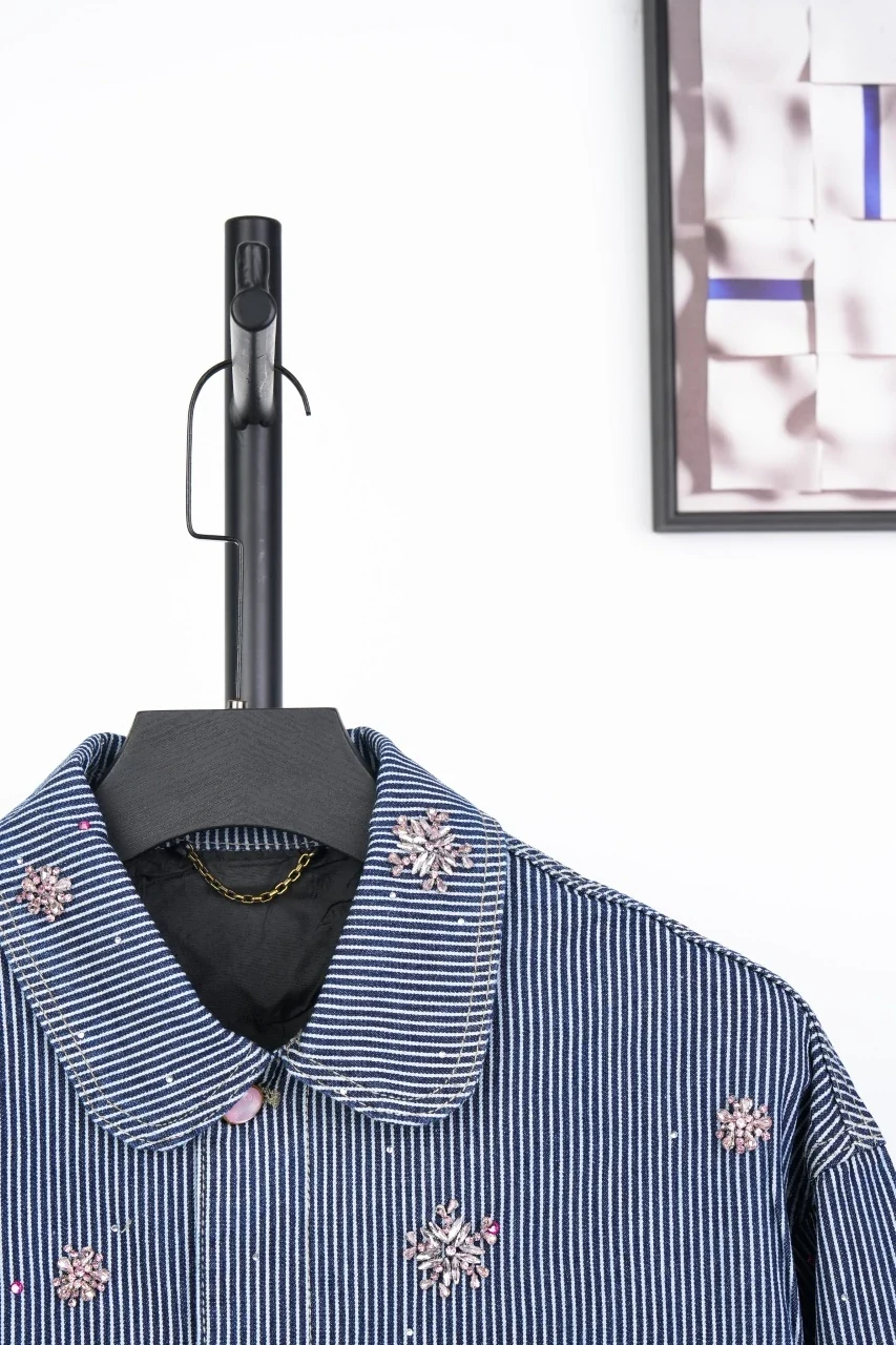 Louis Vuitton Blue Sakura Embroidered Stripe Denim Jacket product photo from LabelPicks