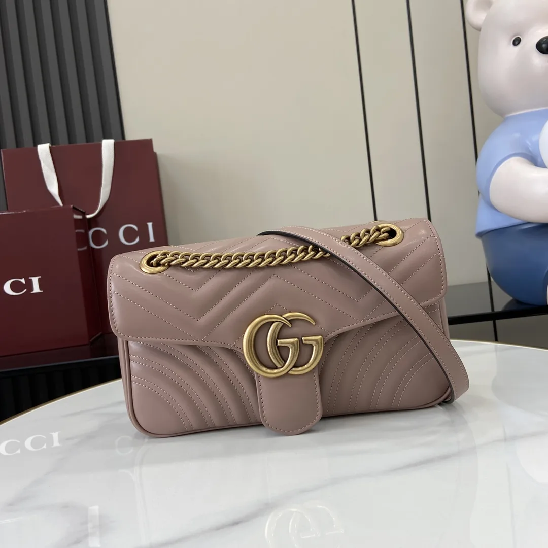 Gucci Marmont Pink GG Supreme Canvas Shoulder Bag product photo from LabelPicks