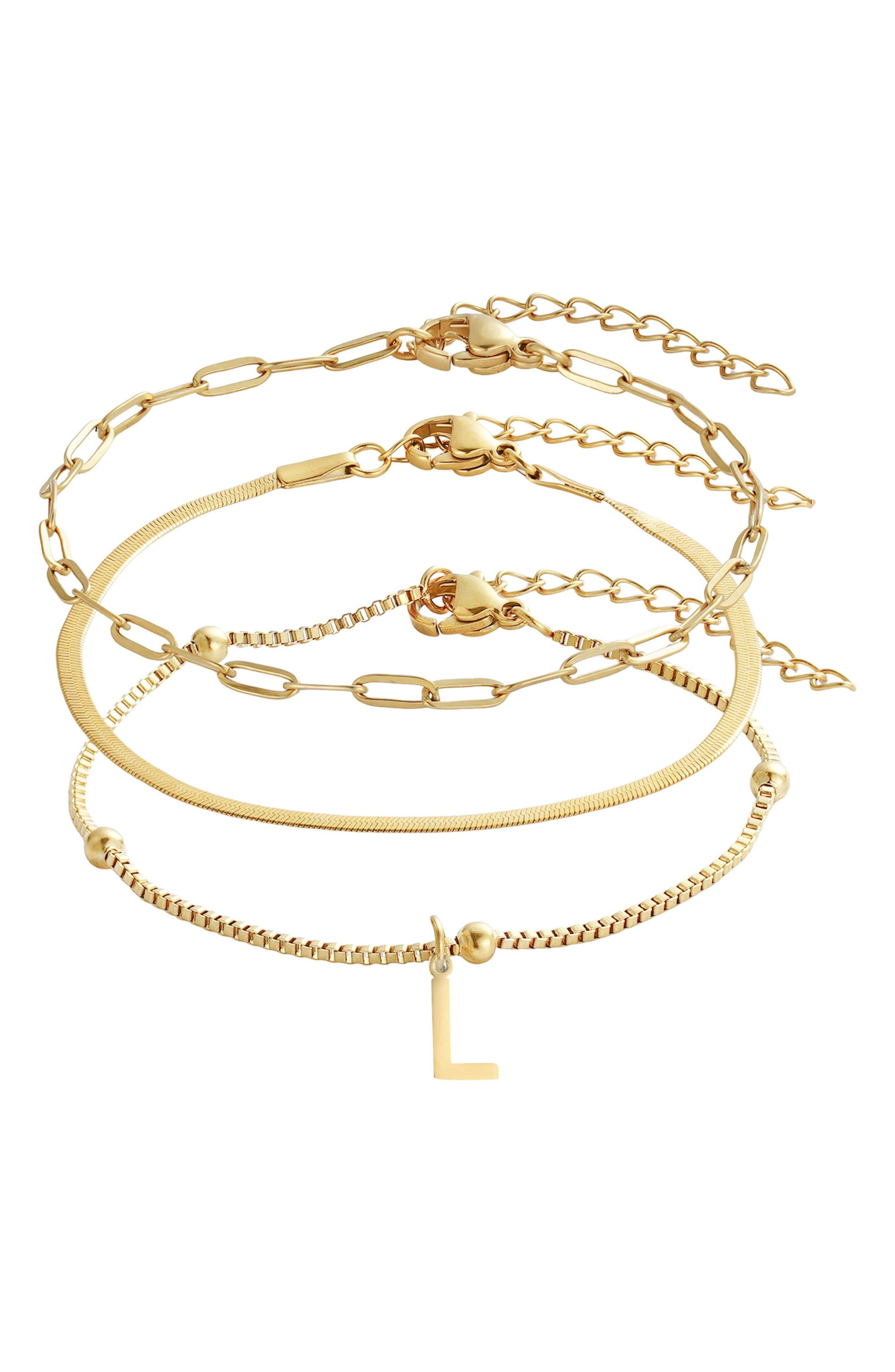 Adornia Set of 3 Tarnish Resistant 18K Gold Plated Chain Bracelets
