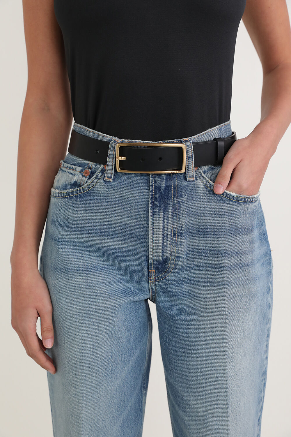 RAG & BONE חגורת עור ריבאונד