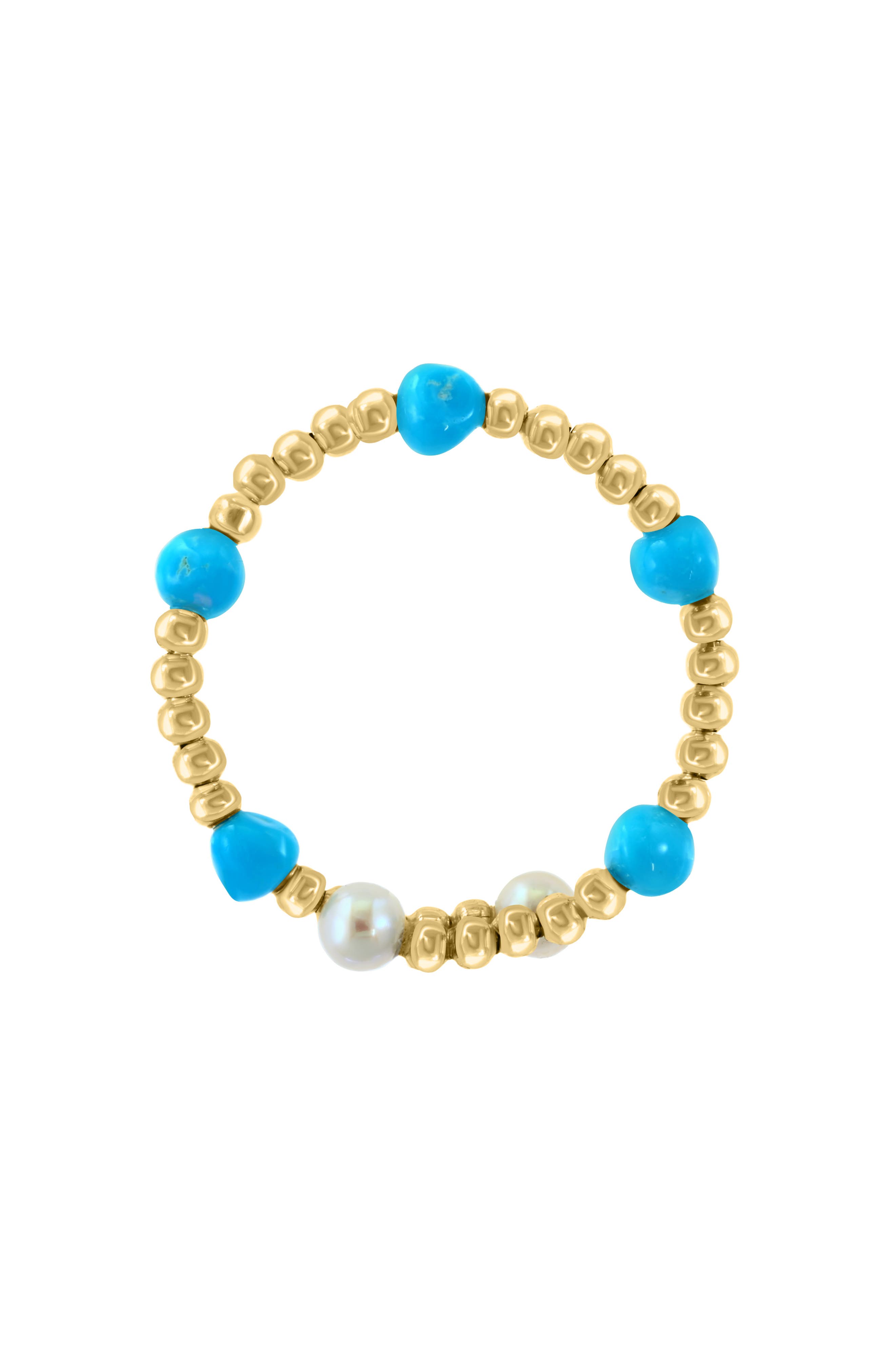 EFFY 14K Gold Freshwater Pearl & Turquoise Ring