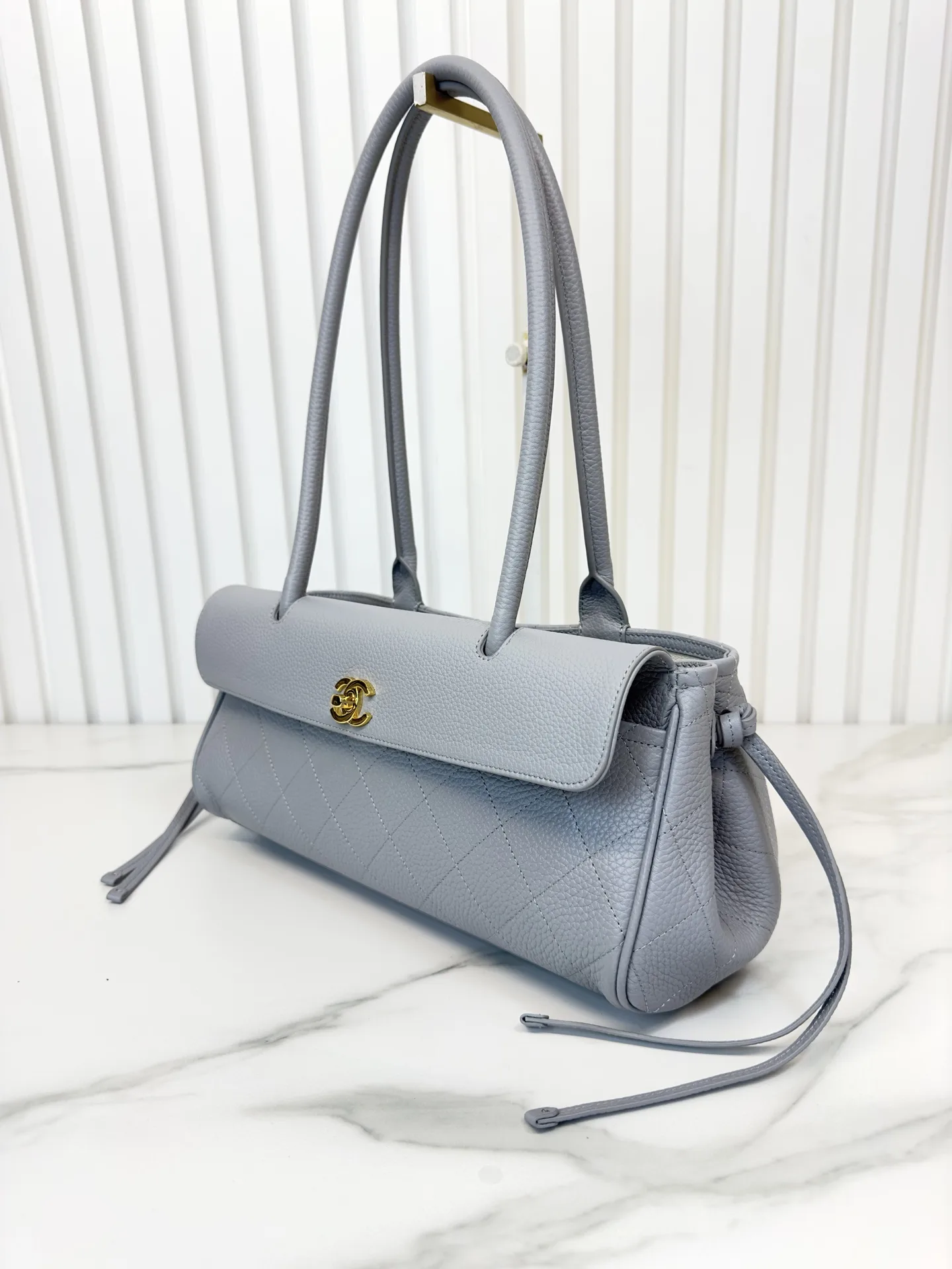 Chanel Grey Grained Leather Top Handle Bag product photo from LabelPicks