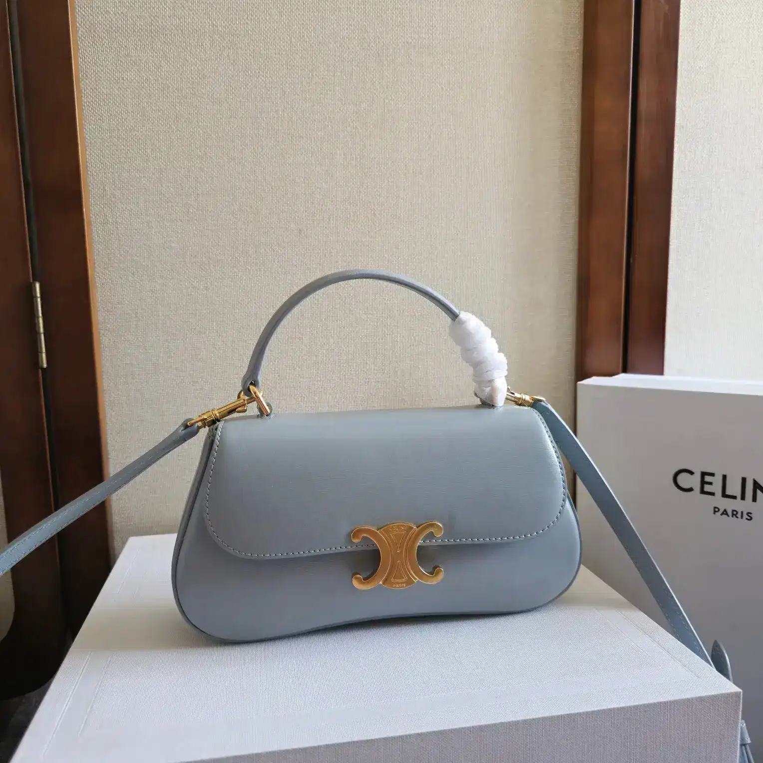 Celine Black Triomphe Lambskin Crossbody Bag product photo from LabelPicks