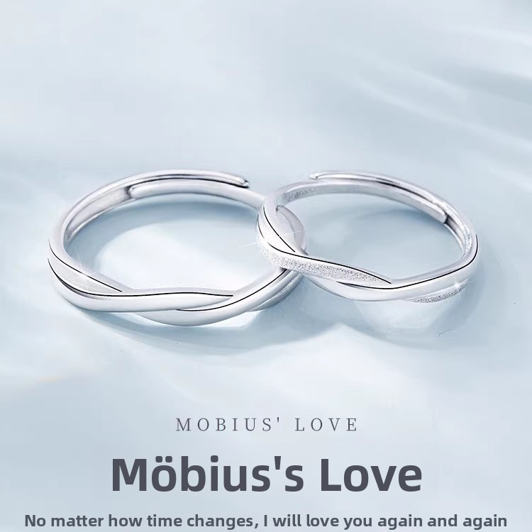 999 pure silver Möbius ring, a fashionable and minimalist couple's ring, a trendy and unique open ring for both men and women