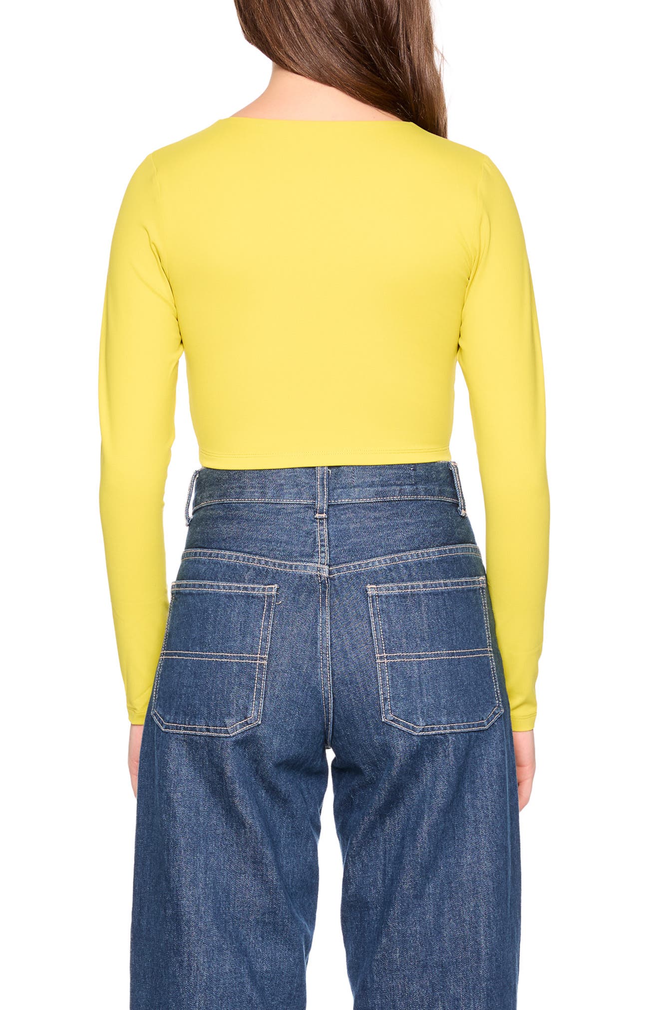 Susana Monaco Long Sleeve V-Neck Crop Top