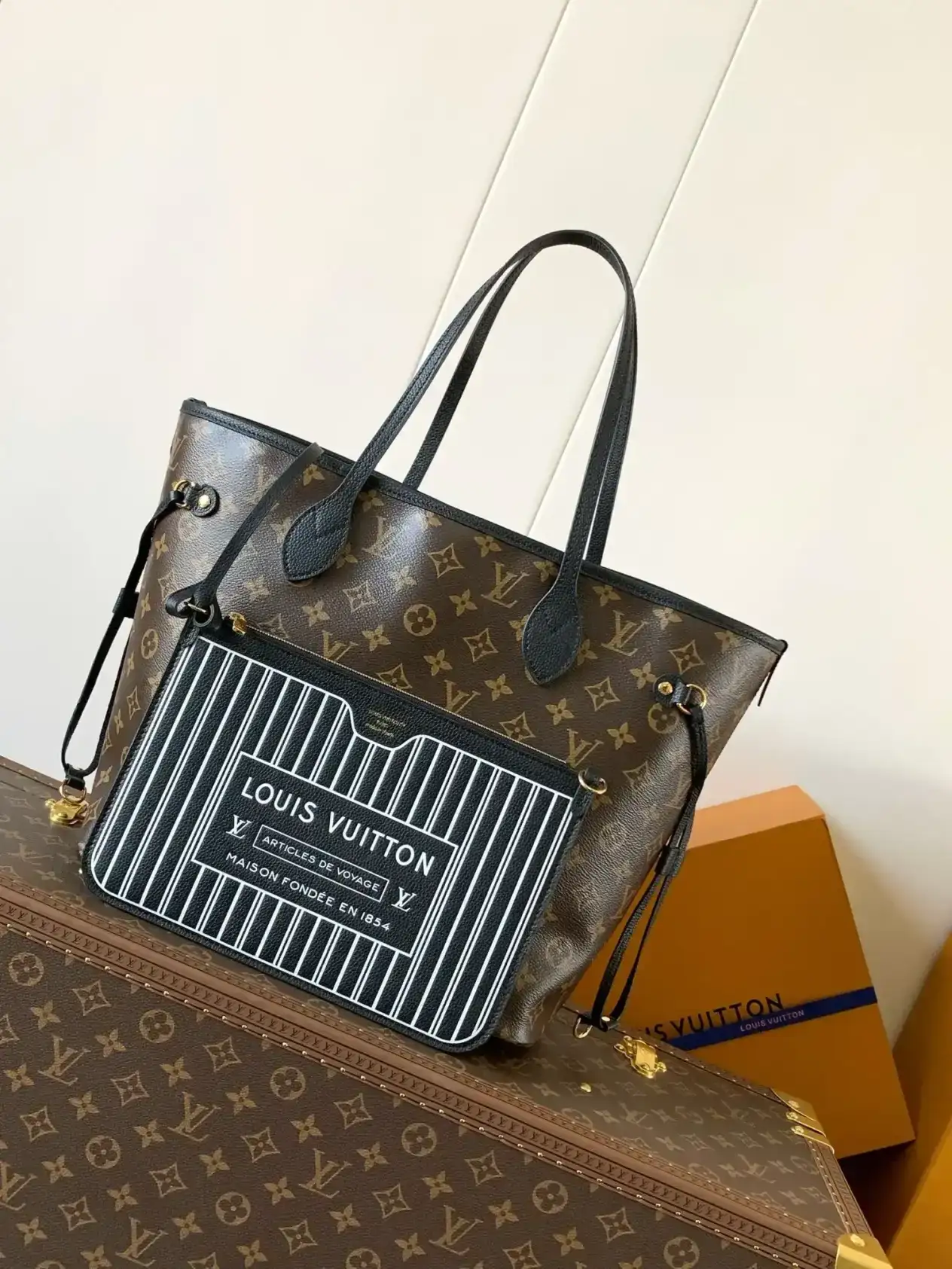 Louis Vuitton Black Neverfull Monogram Canvas Tote Bag product photo from LabelPicks