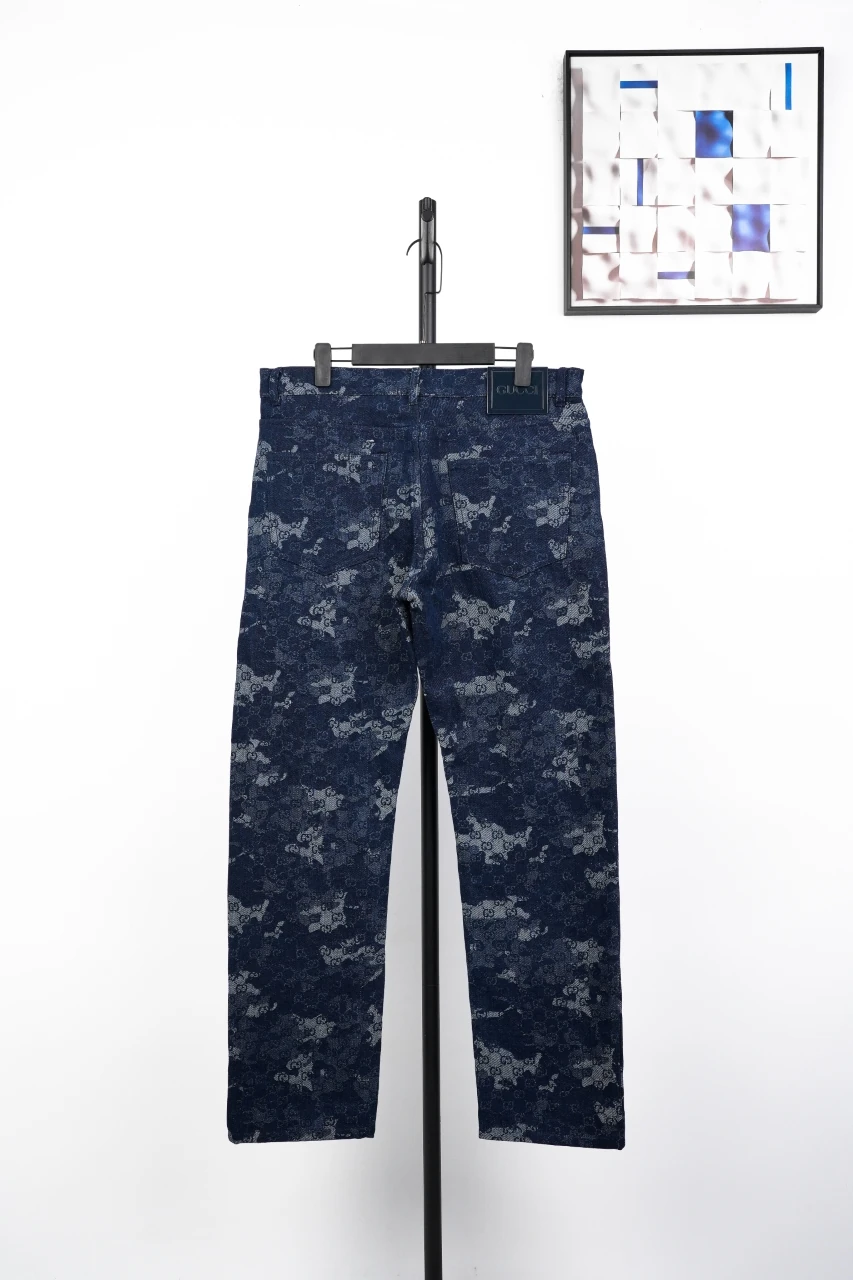 GUCCI Blue White Marble GG Denim Pants product photo from LabelPicks
