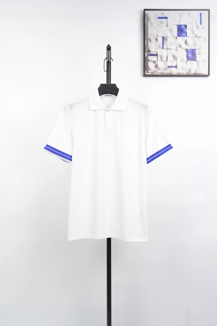 Burberry White Blue Trim Equestrian Knight Polo Shirt product photo from LabelPicks