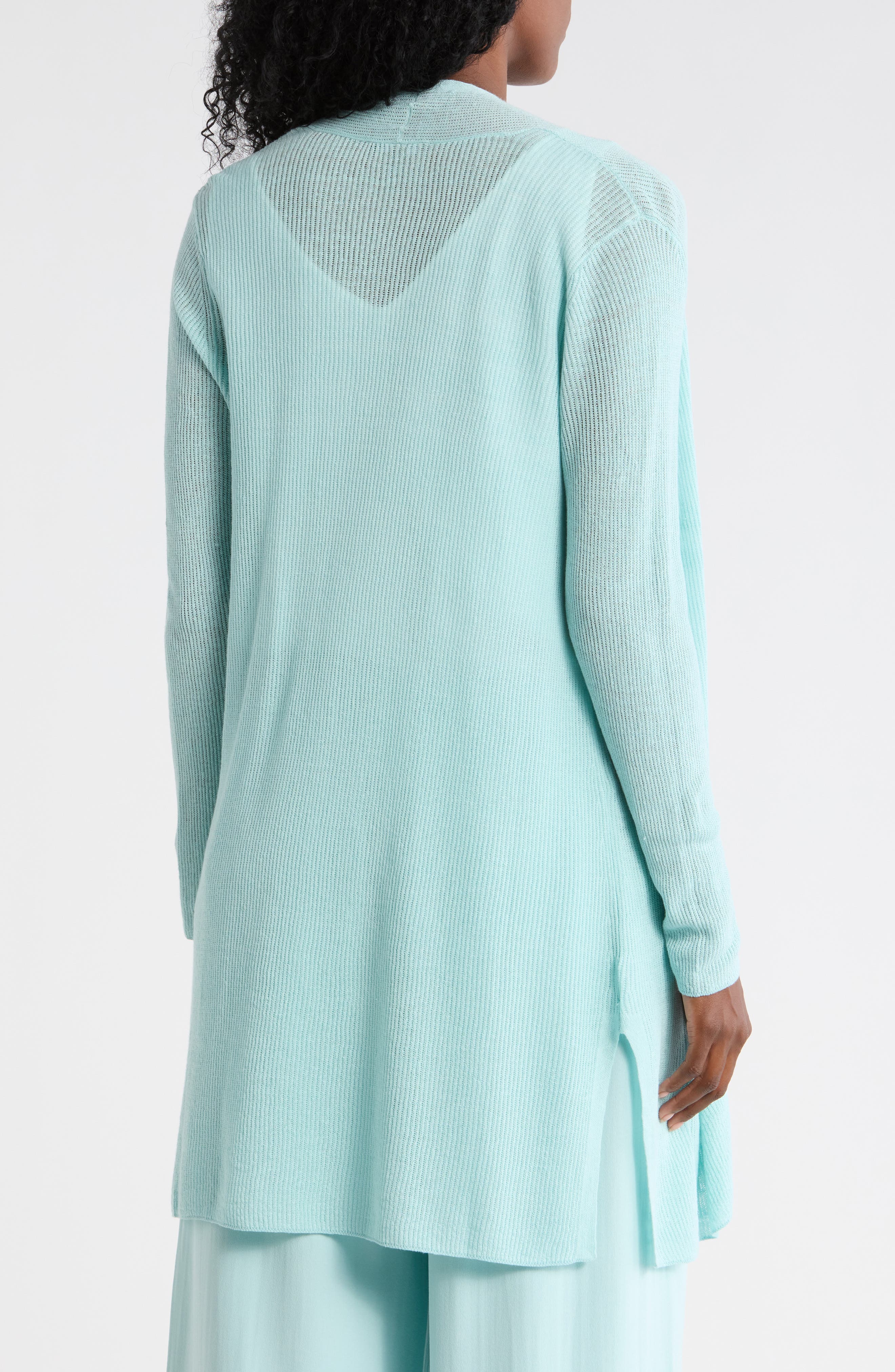 Eileen Fisher Open Front Organic Linen & Organic Cotton Cardigan