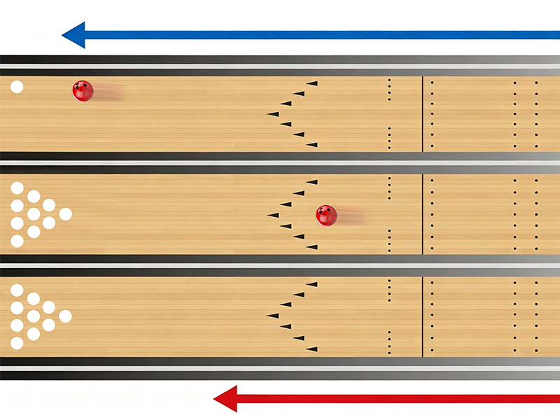 Professional bowlers focus on a specific arrow or board on the lane