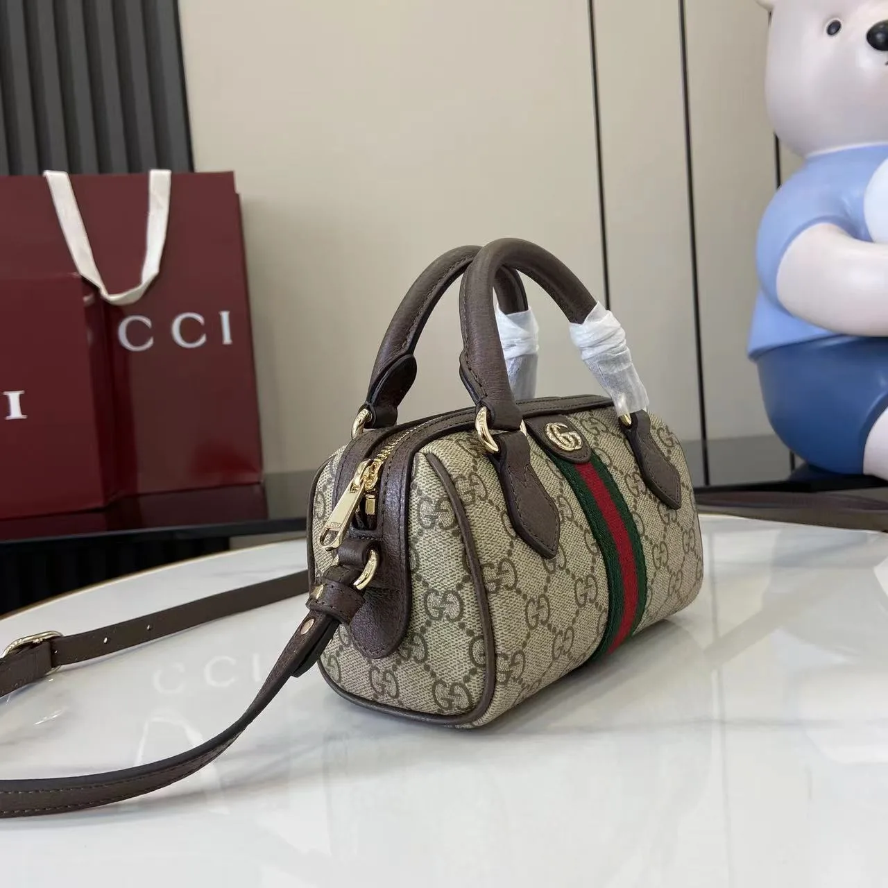 Gucci Ophidia Brown GG Supreme Canvas Top Handle Bag product photo from LabelPicks