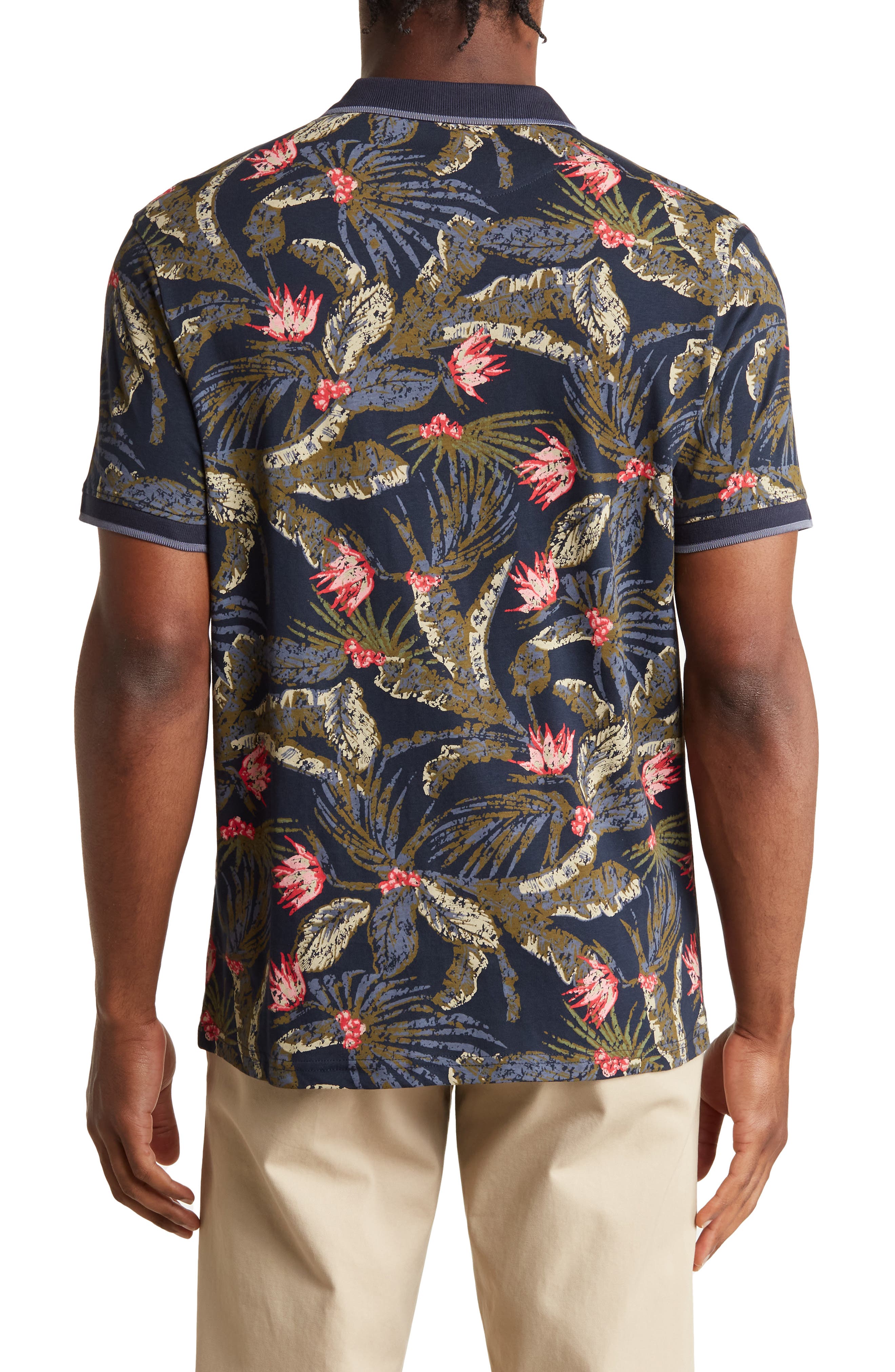 SOUL OF LONDON Tropical Print Knit Polo