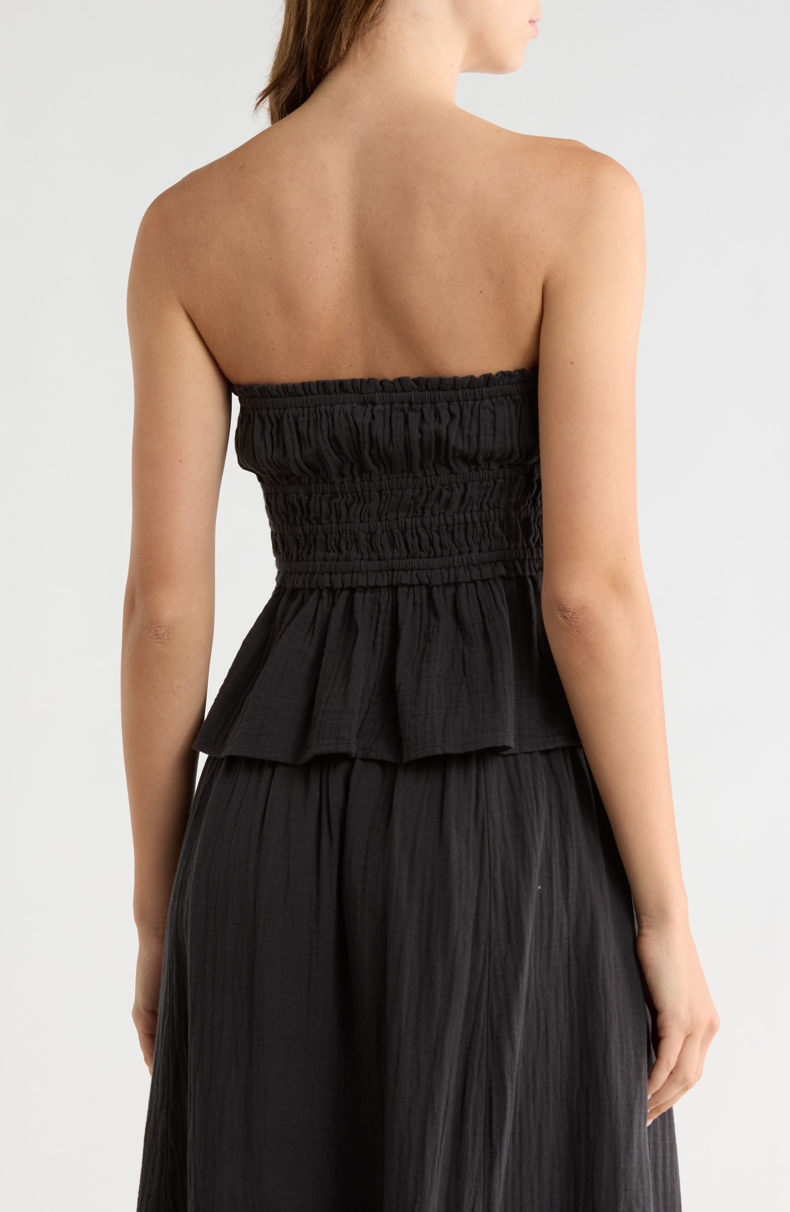 Abound Strapless Ruffle Gauze Top