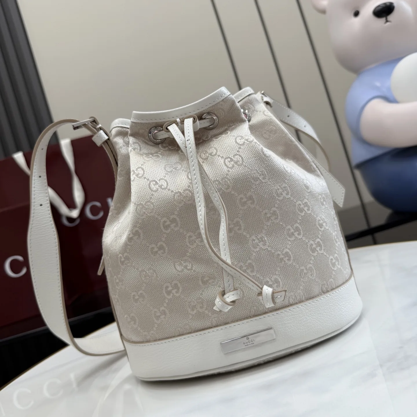 Gucci White Generation Canvas and Leather Bucket Bag product photo from LabelPicks