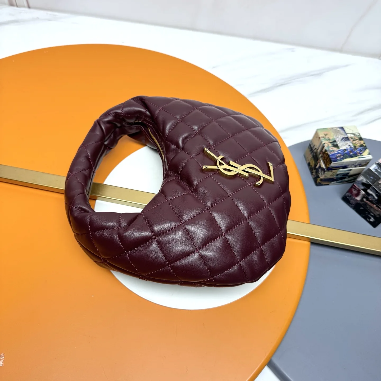 Saint Laurent Icare Burgundy Lambskin Hobo Bag product photo from LabelPicks