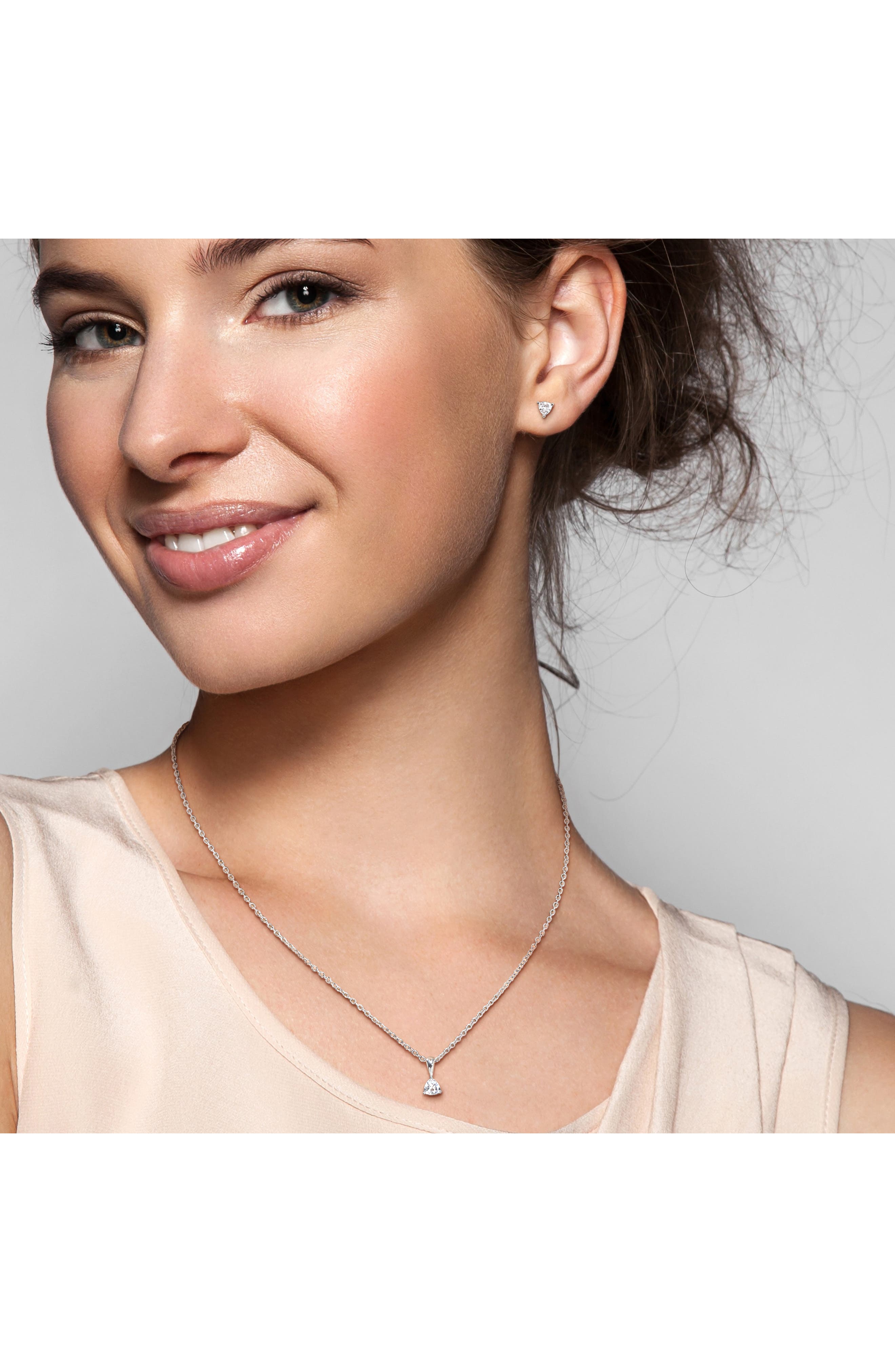 DELMAR Trillion Cut Cubic Zirconia Stud Earrings & Pendant Necklace Set