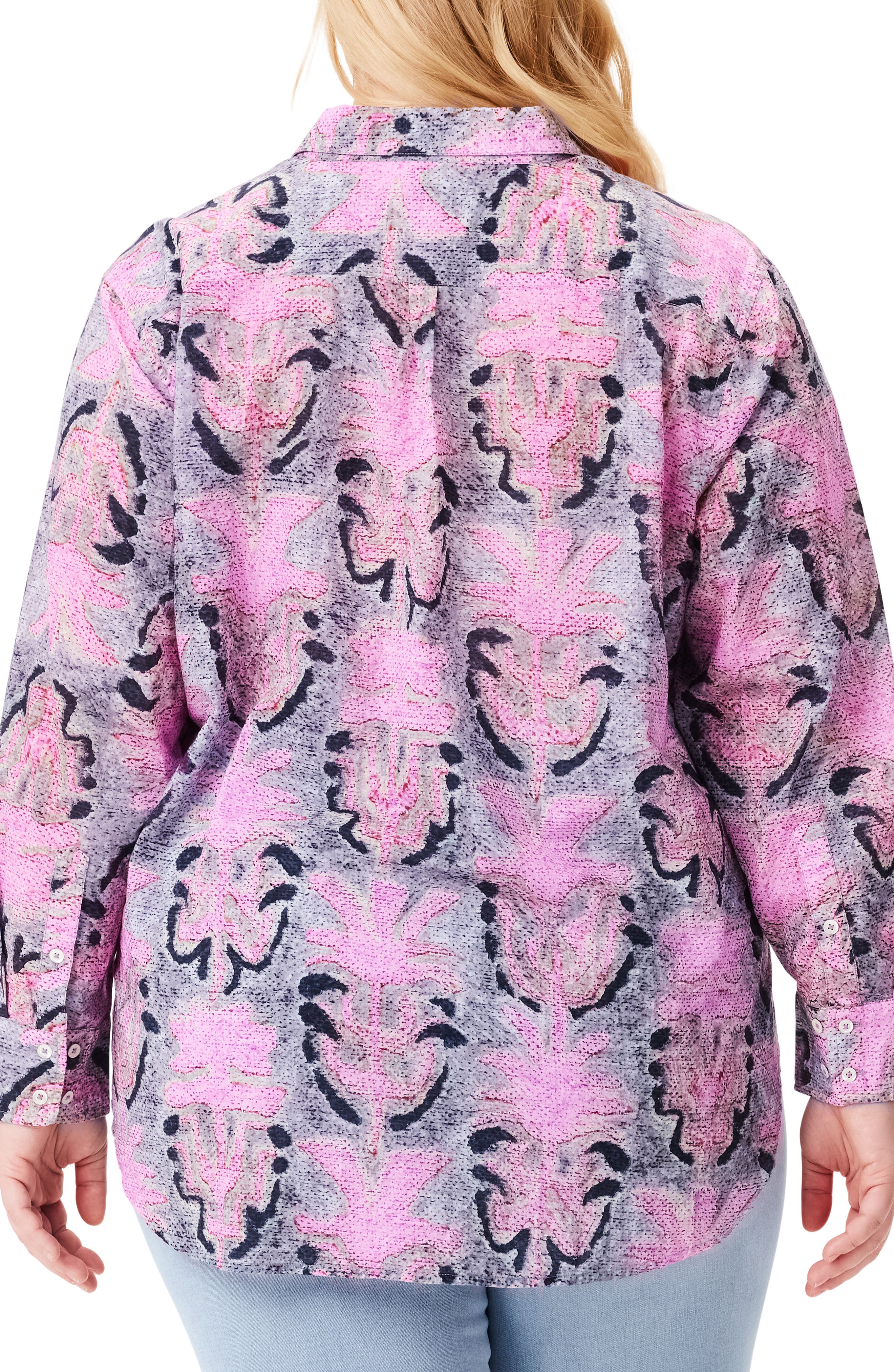 NIC+ZOE Petal Patch Relaxed Cotton Button-Up Shirt
