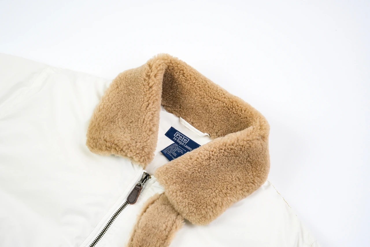 Ralph Lauren Off White Sherpa Collar Pony Embroidered Down Jacket product photo from LabelPicks