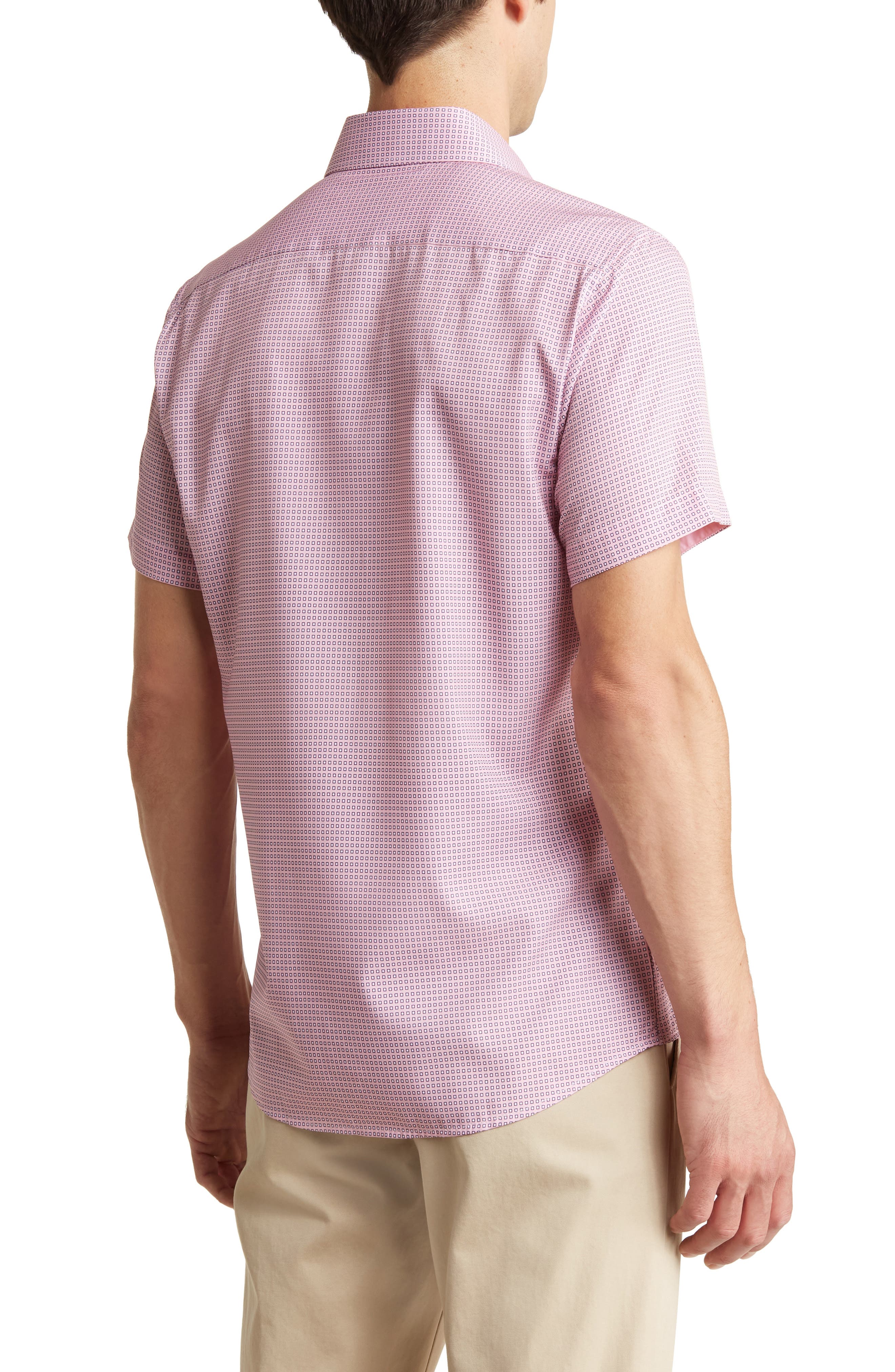 TOM BAINE Slim Fit Short Sleeve Performance Stretch Button-Up Shirt