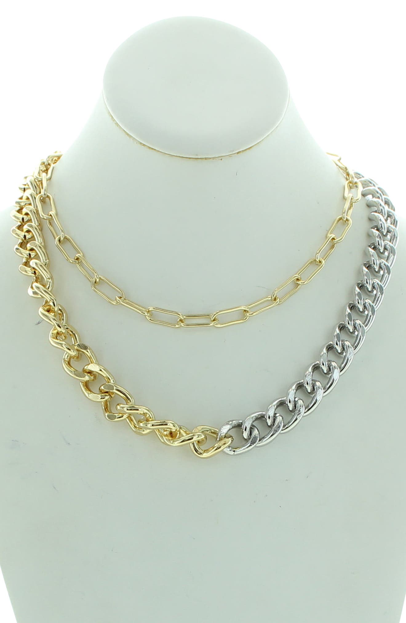 OLIVIA WELLES Two-Tone Double Time Chain Necklace