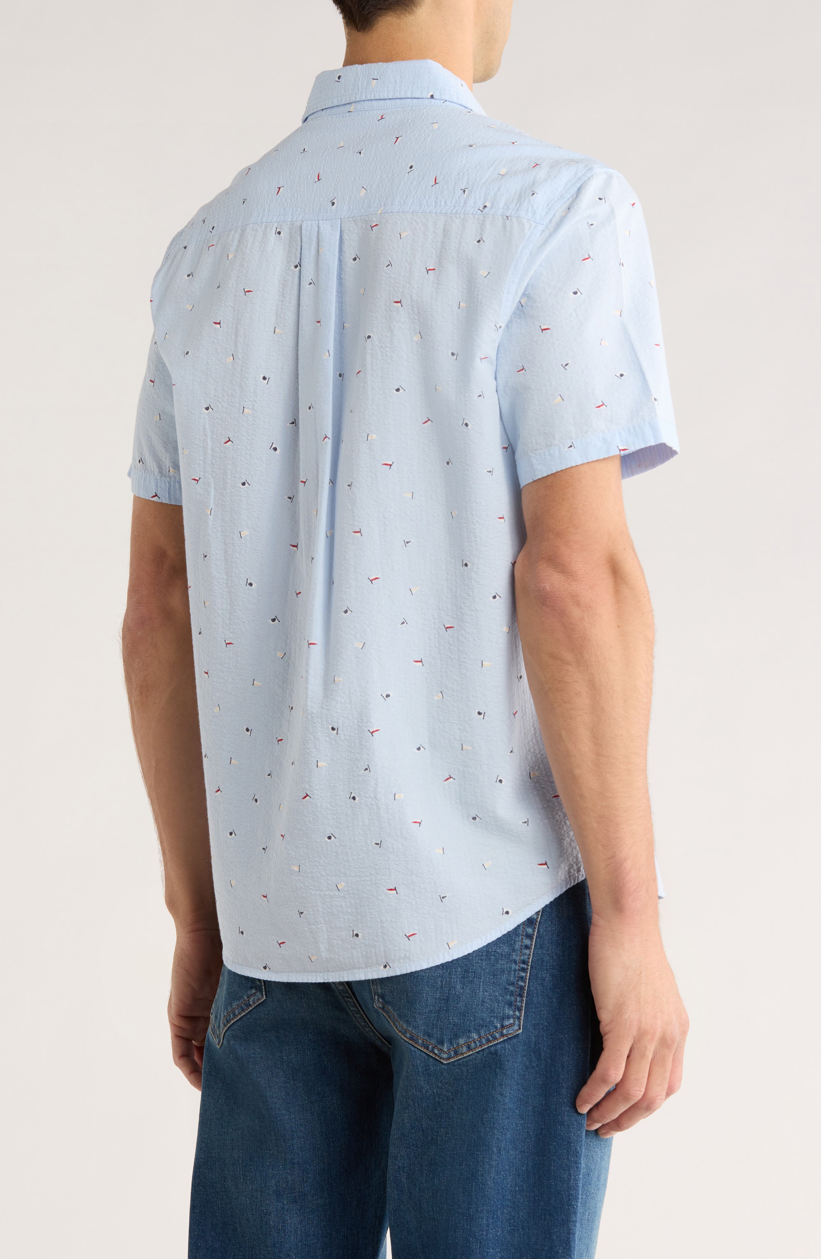 14th & Union Cotton Seersucker Short Sleeve Button-Up Shirt