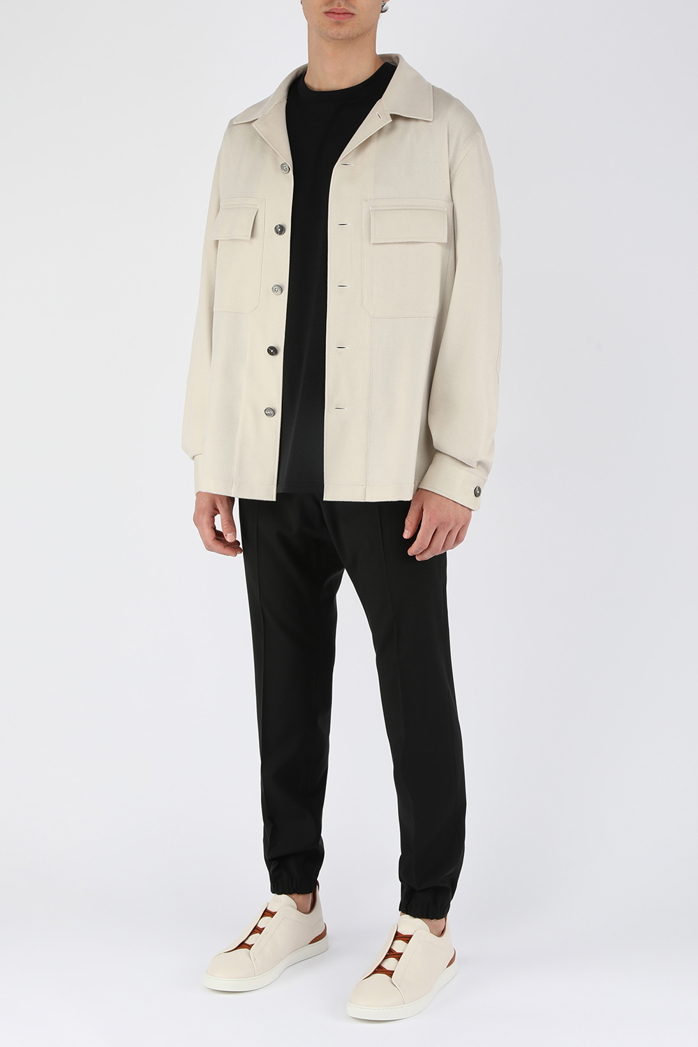 ZEGNA חולצה מכופתרת מקשמיר עם כיסים