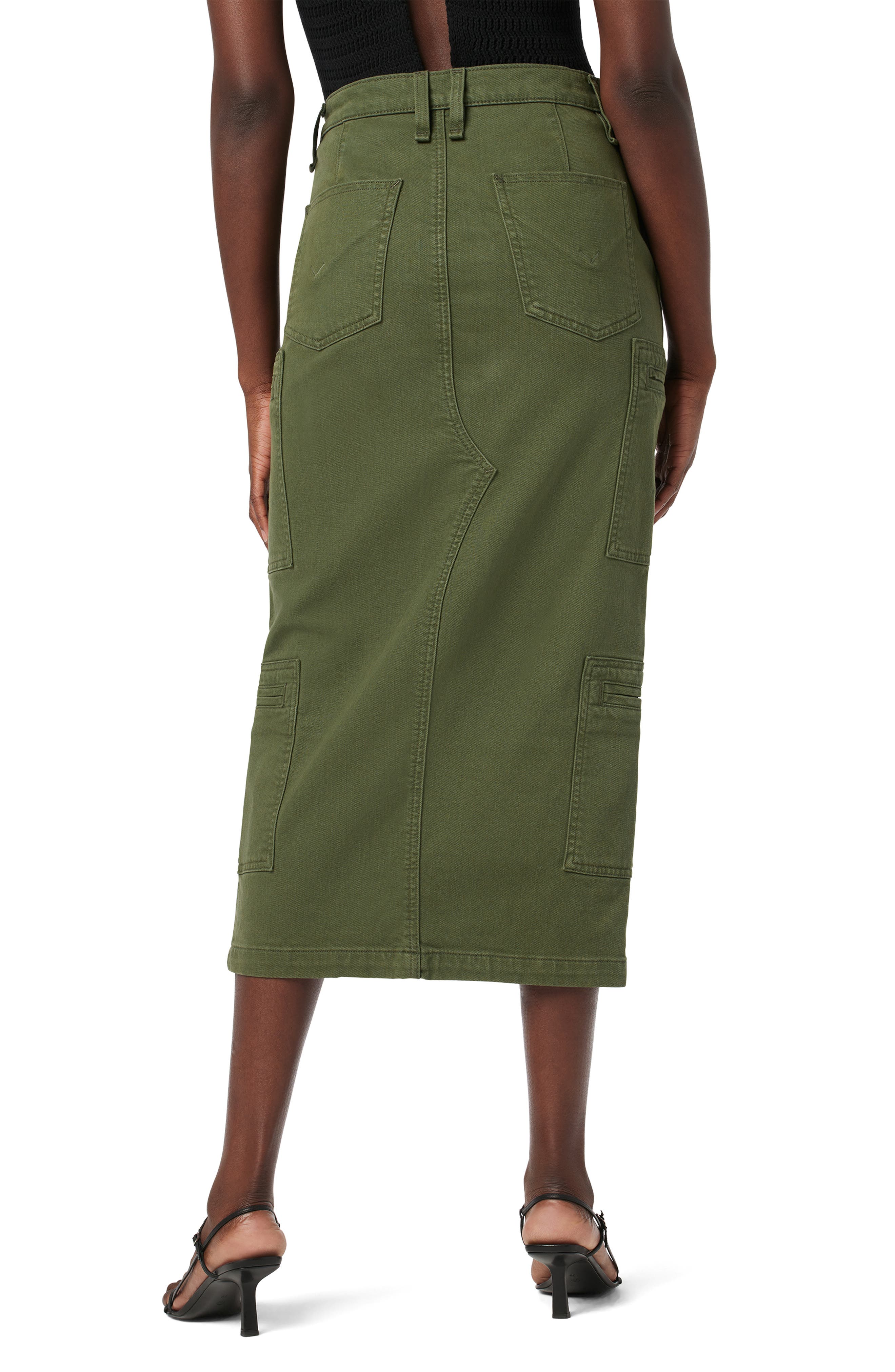 Hudson Jeans Reconstructed Denim Midi Skirt