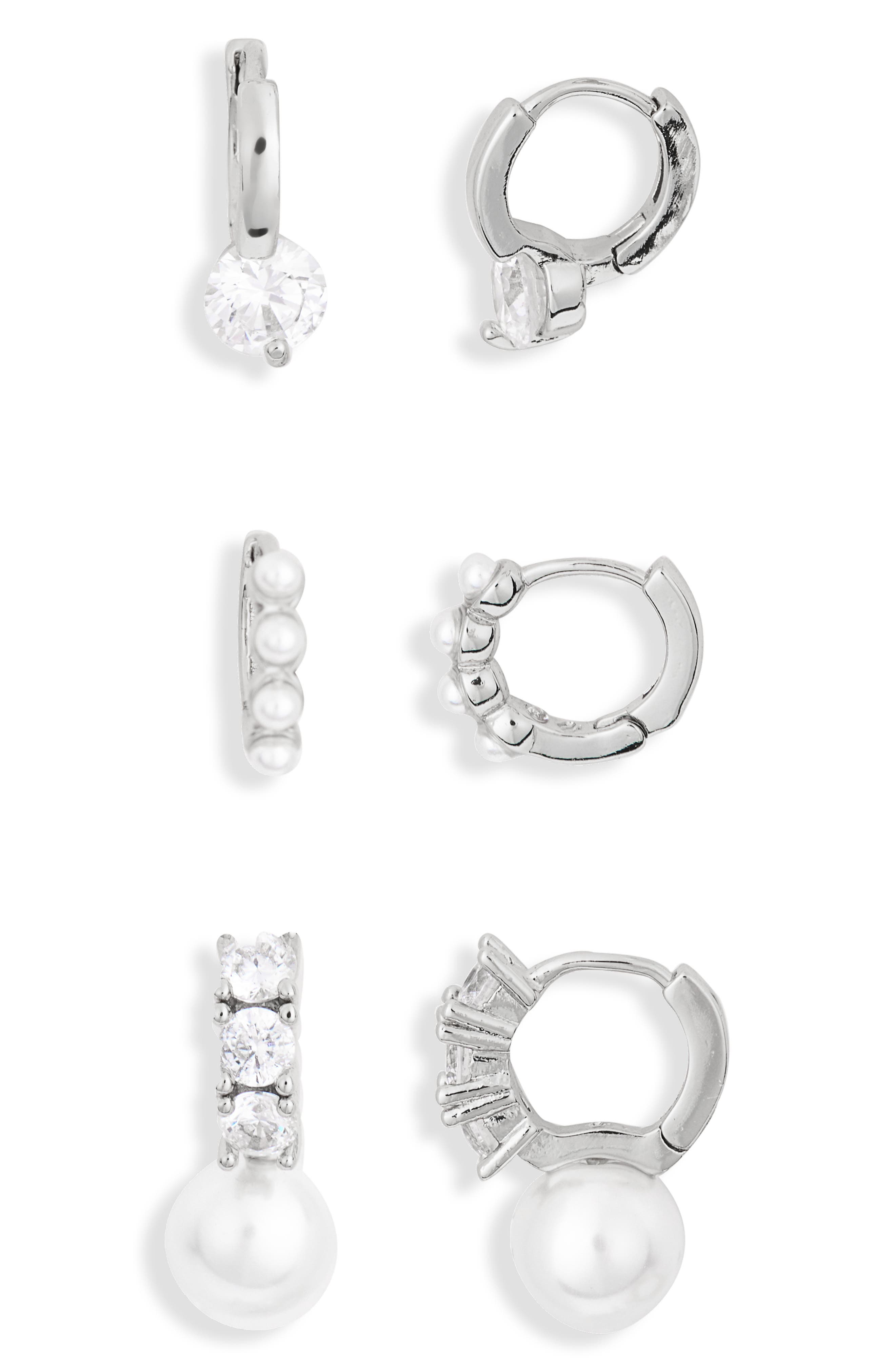 Kate Spade New York set of 3 assorted mini hoop earrings