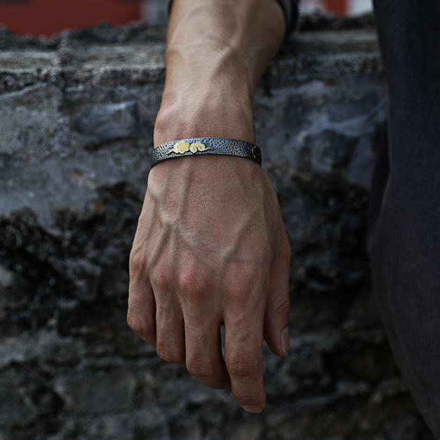 Original Design Nezha Xiangyun Bracelet Men's Retro Handmade Heart Sutra Bracelet Opening