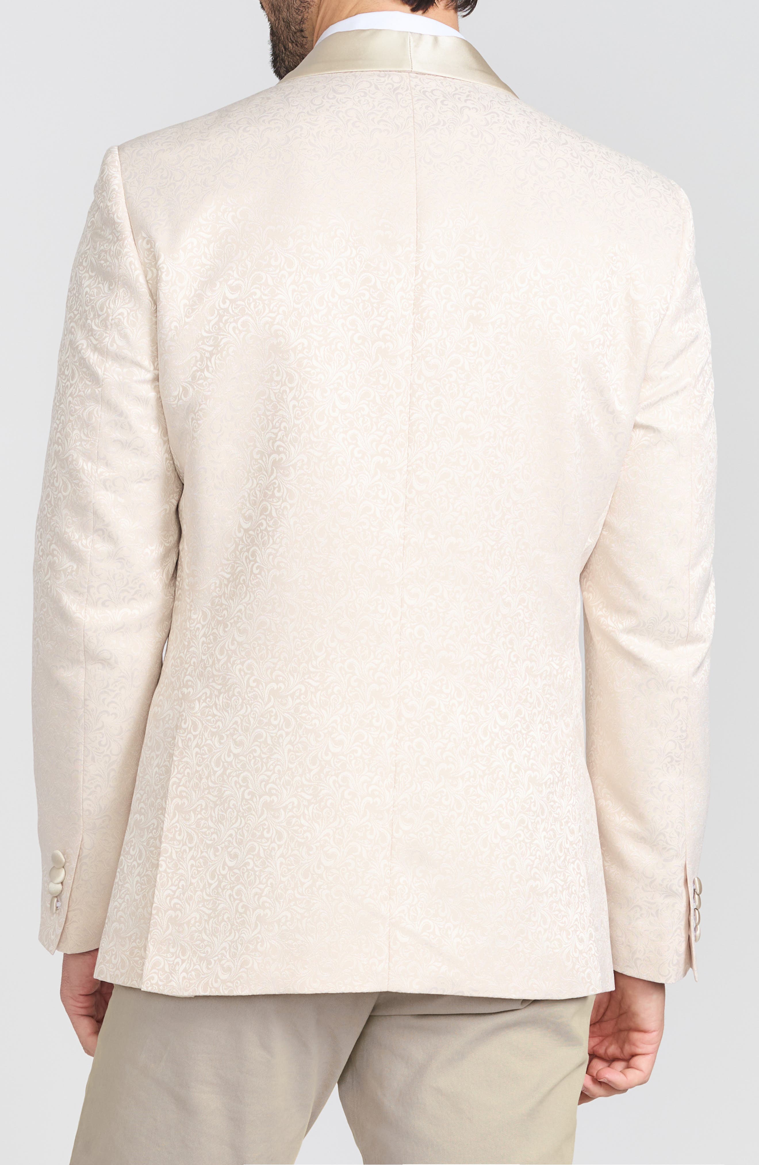 SAVILE ROW CO Dalston Cream Tonal Jacquard & Satin Dinner Jacket