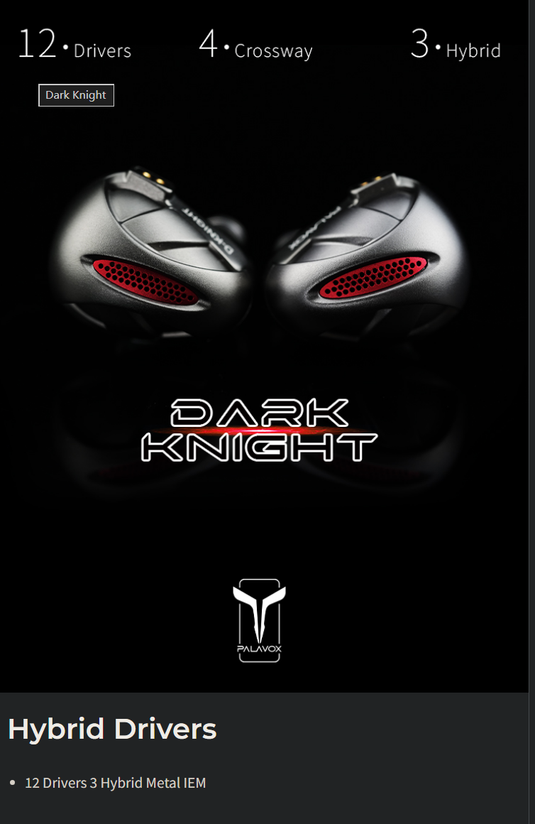 Palavox Dark Knight IEM In-Ear-Monitors high-end Earphones Brand New IEM - GreshamTech