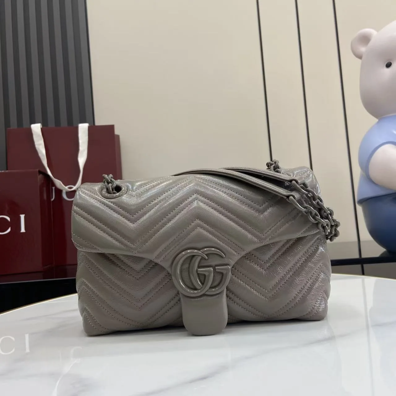 Gucci Grey Marmont GG Supreme Canvas Shoulder Bag product photo from LabelPicks