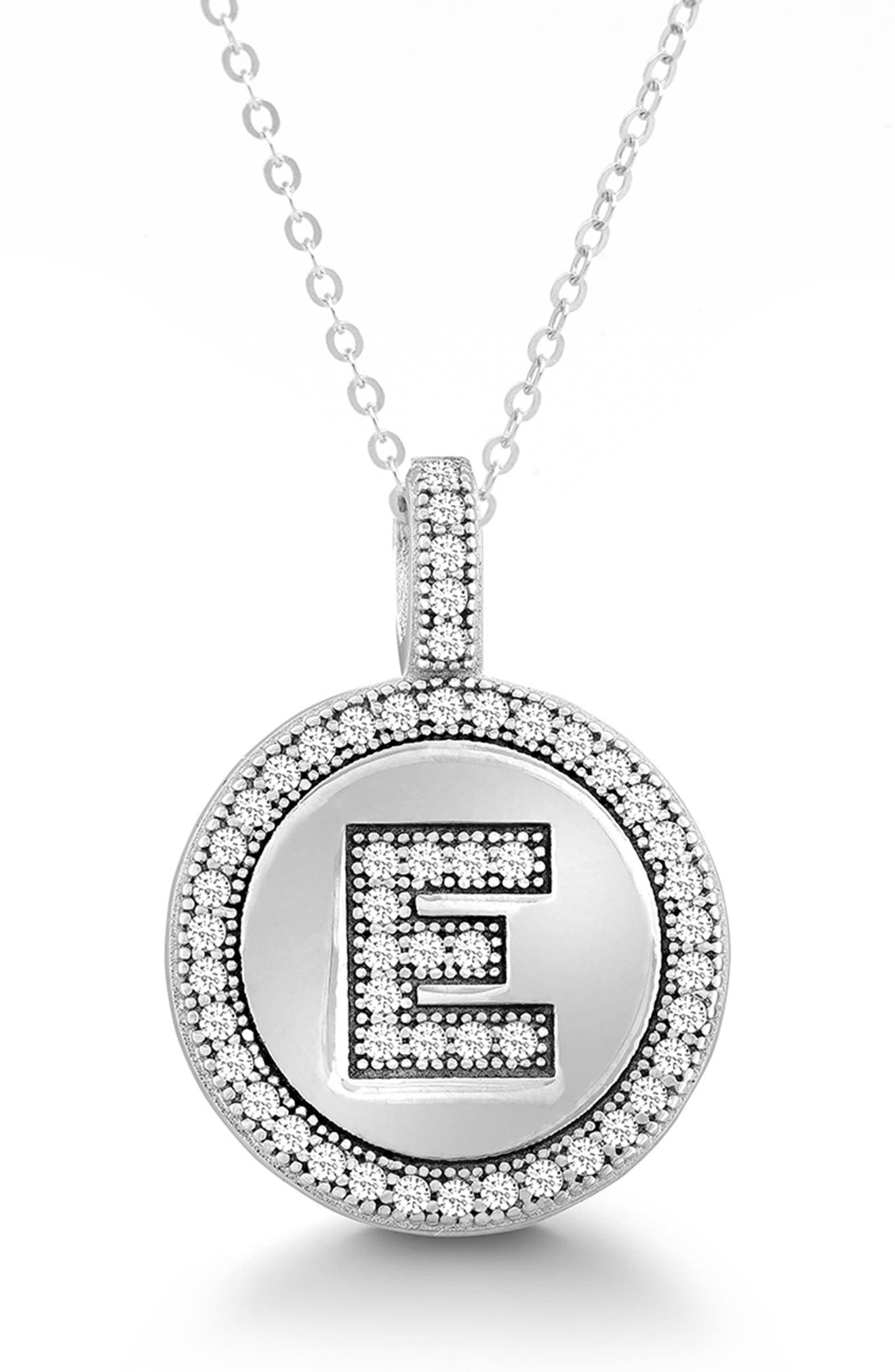 SIMONA Sterling Silver & Cubic Zirconia Micro Pavé Circle Initial Pendant Necklace