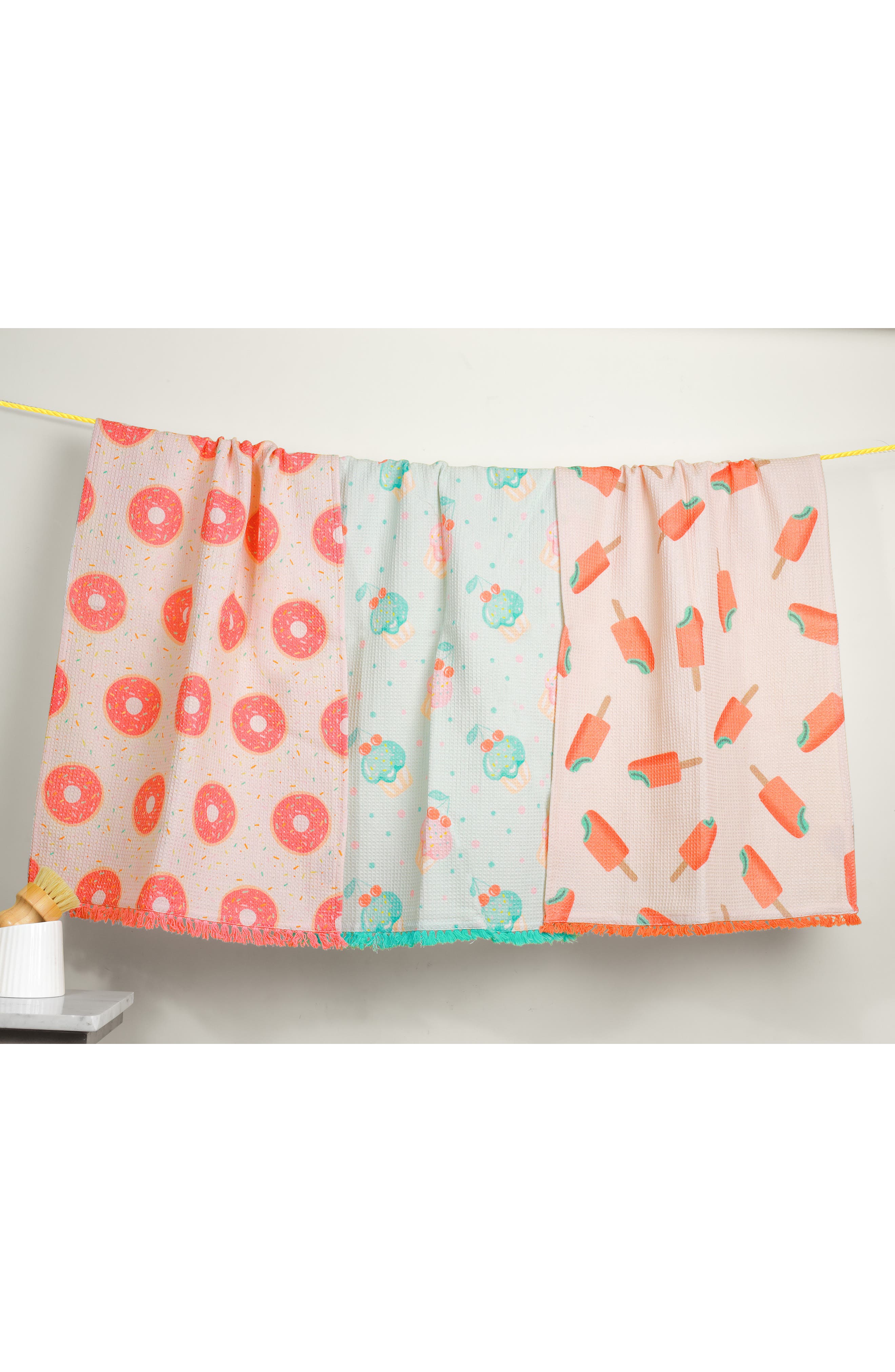 Tiramisu Sweet Tooth Set of 3 Cotton Waffle Kitchen Towels