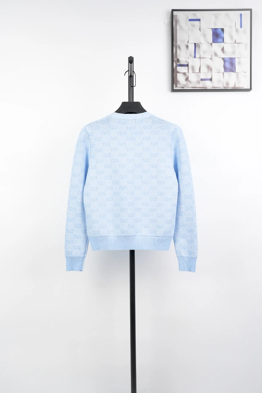 GUCCI Pale Blue GG Jacquard Cotton Cardigan product photo from LabelPicks