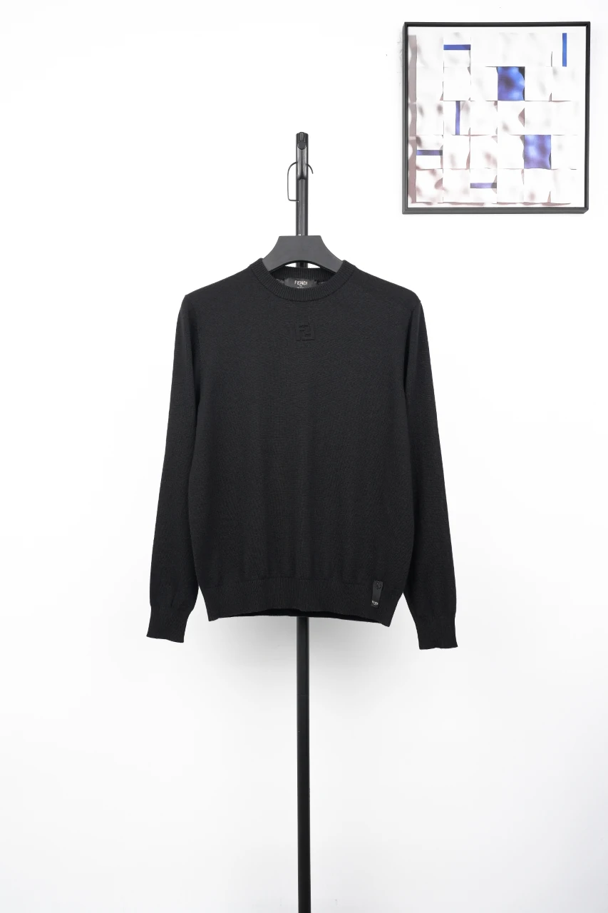 Fendi Black Embossed FF Wool Crewneck Sweater product photo from LabelPicks
