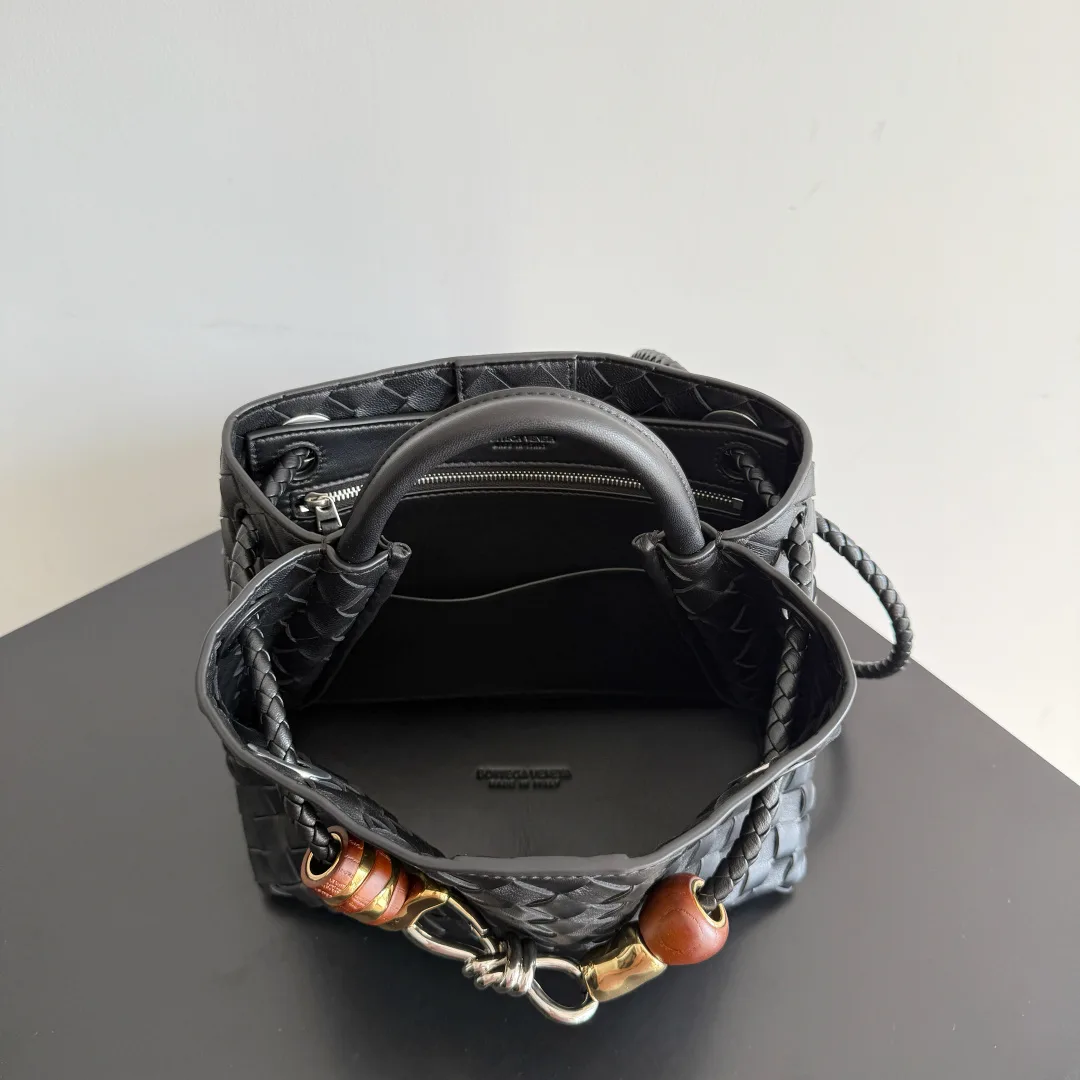 Bottega Veneta Black Andiamo Intrecciato Woven Leather Top Handle Bag product photo from LabelPicks