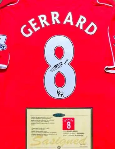 Steven Gerrard SIGNED Liverpool 14/15 FINAL Home Jersey/Shirt - COA - 2015 Retro