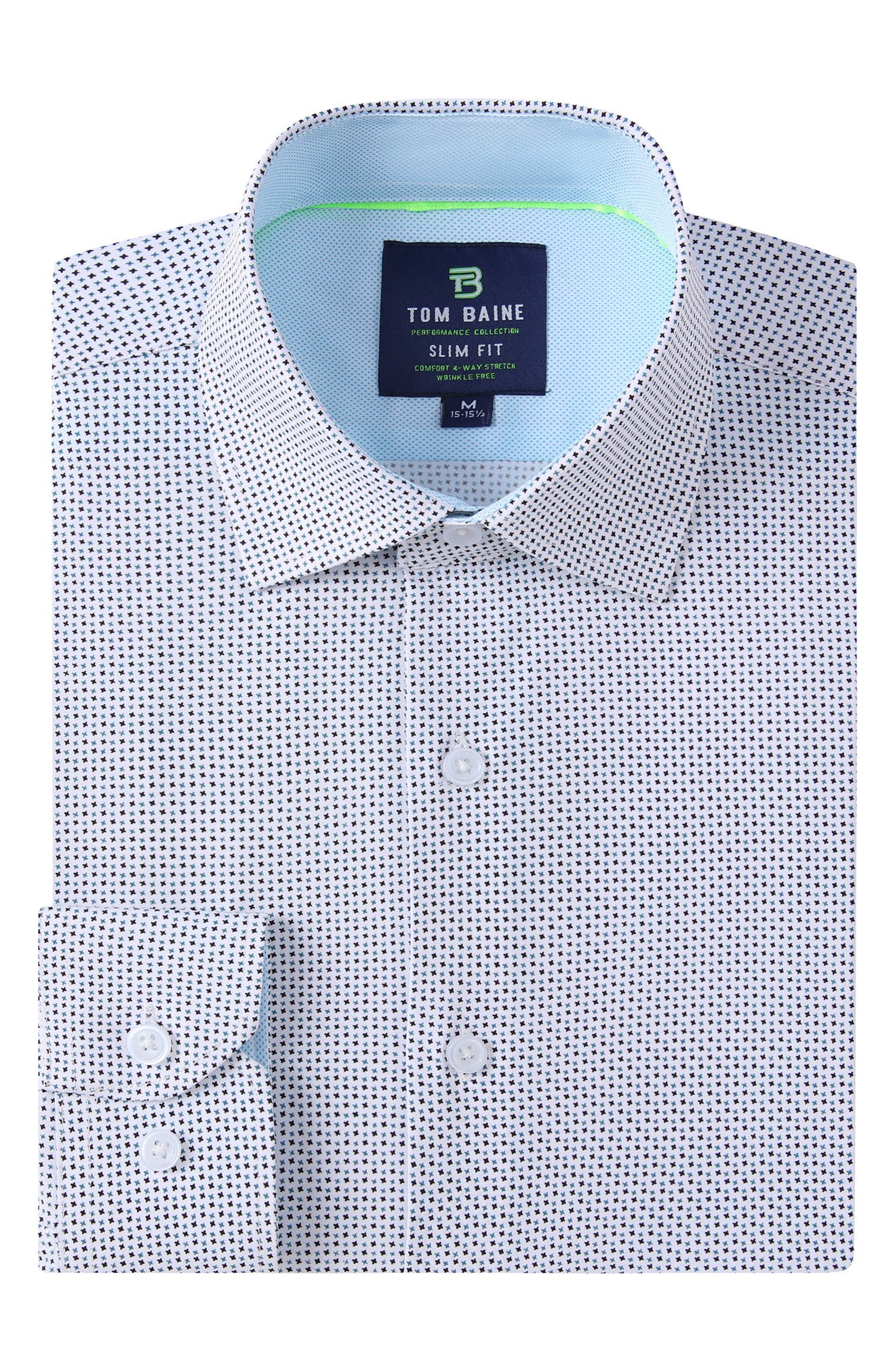 TOM BAINE Regular Fit Performance Stretch Long Sleeve Button Front Shirt