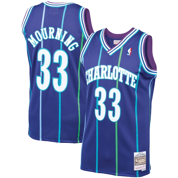 Alonzo Mourning Charlotte Hornets 1994/95 Hardwood Classics Swingman Jersey - Purple