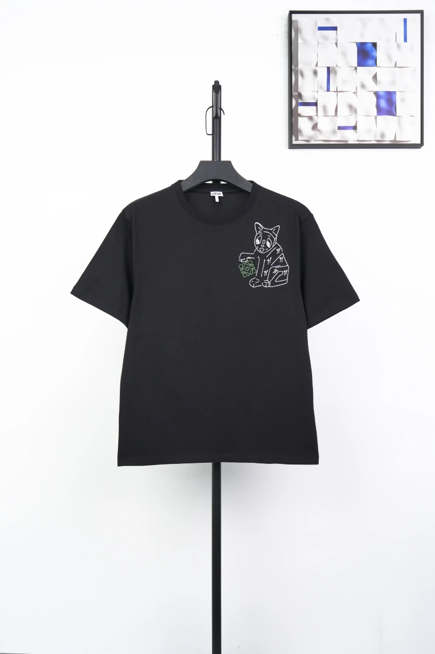 LOEWE Black Porcelain Cat Embroidered T-Shirt product photo from LabelPicks