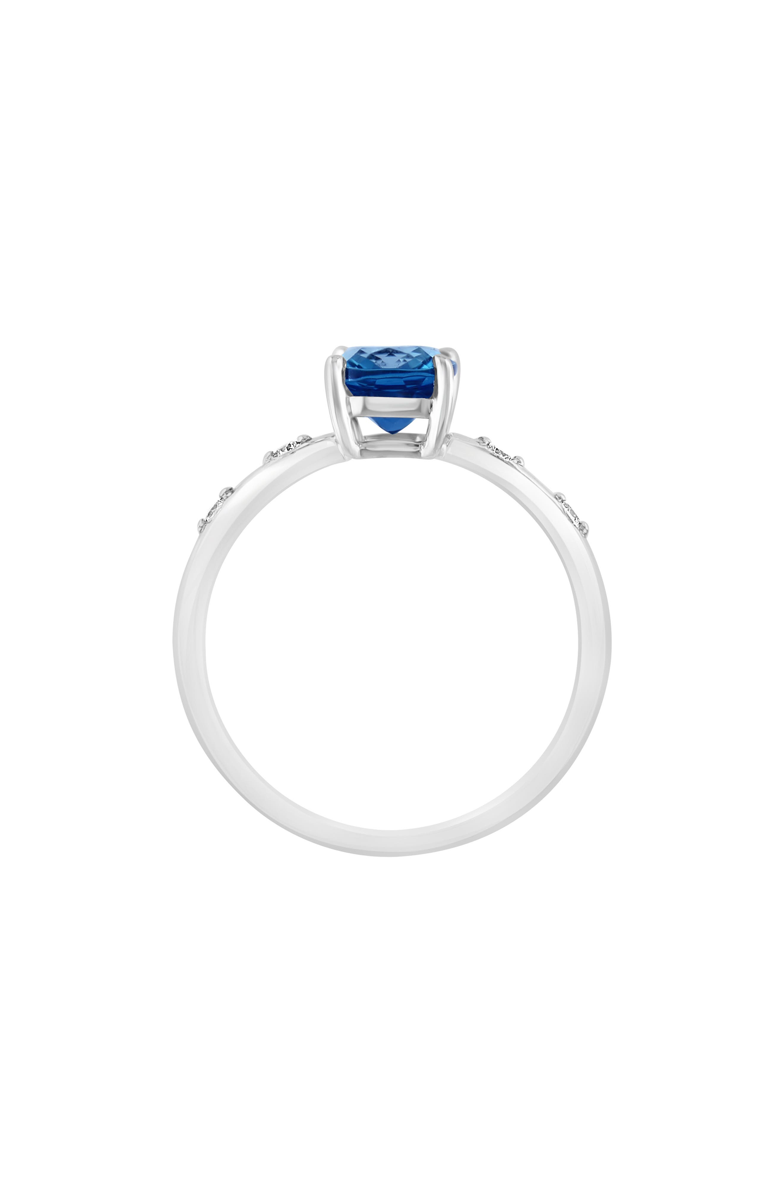 EFFY 14K White Gold, Diamond, & London Blue Topaz Ring