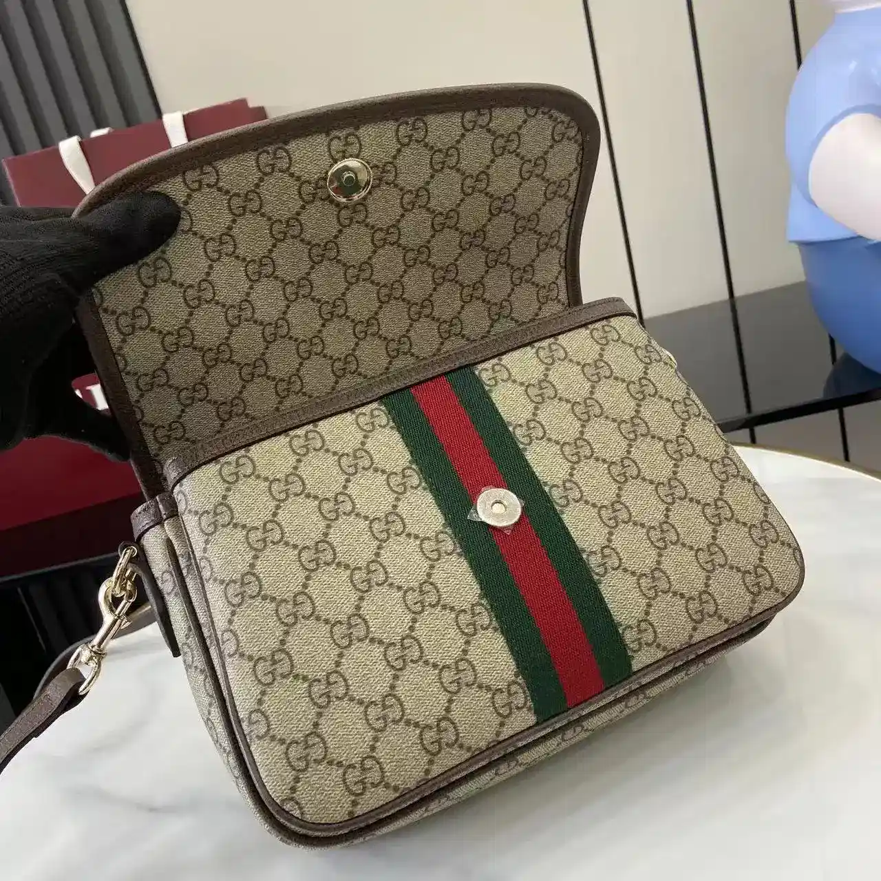 Gucci Ophidia Brown GG Supreme Canvas Crossbody Bag product photo from LabelPicks