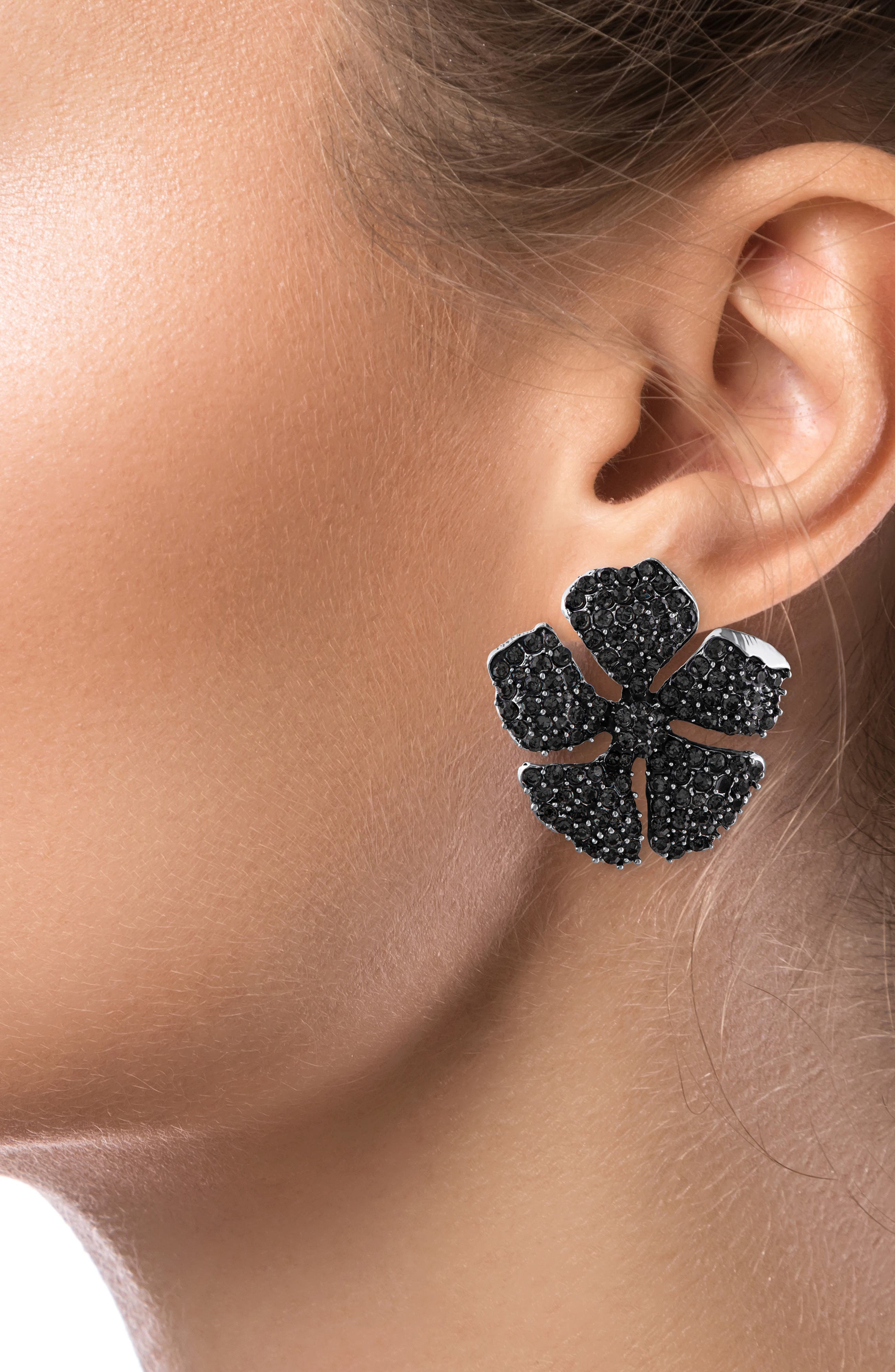 JARDIN Hibiscus Floral Pavé Crystal Stud Earrings (Nordstrom Exclusive)