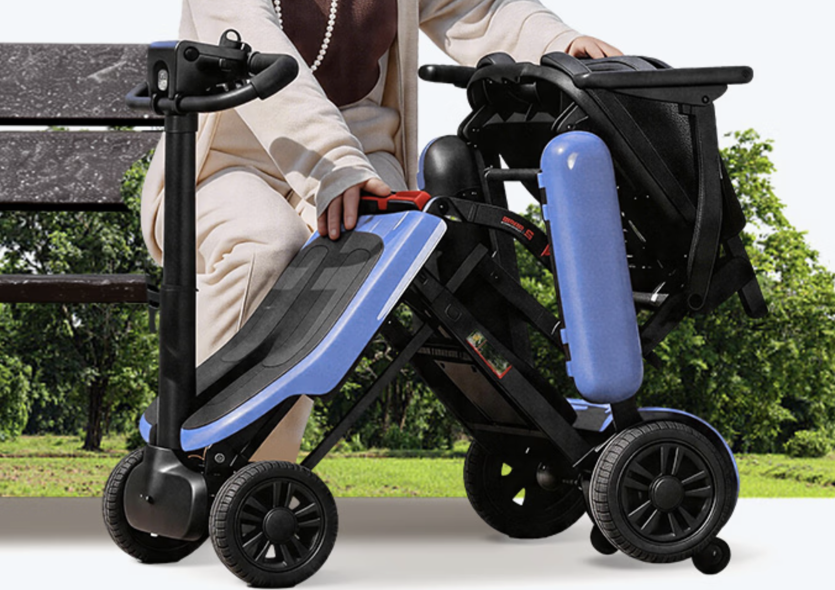 Convenient Electric Wheelchair with Steering Wheel KZ601 Aultra Black Elderly - GreshamTech