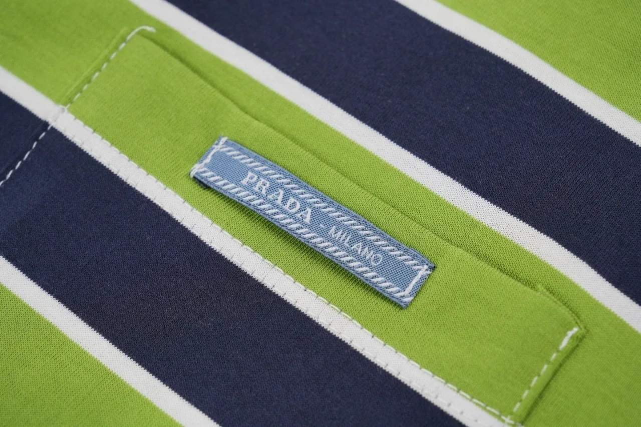Prada Green Striped Drop-Shoulder Long Sleeve Polo product photo from LabelPicks