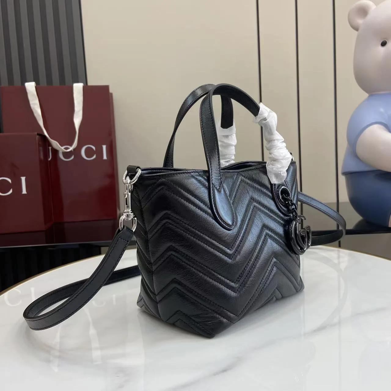 Gucci Black Marmont GG Supreme Canvas Tote Bag product photo from LabelPicks