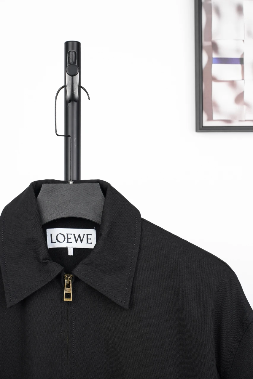 LOEWE Black Pleated Back Jacket with Leather Label product photo from LabelPicks