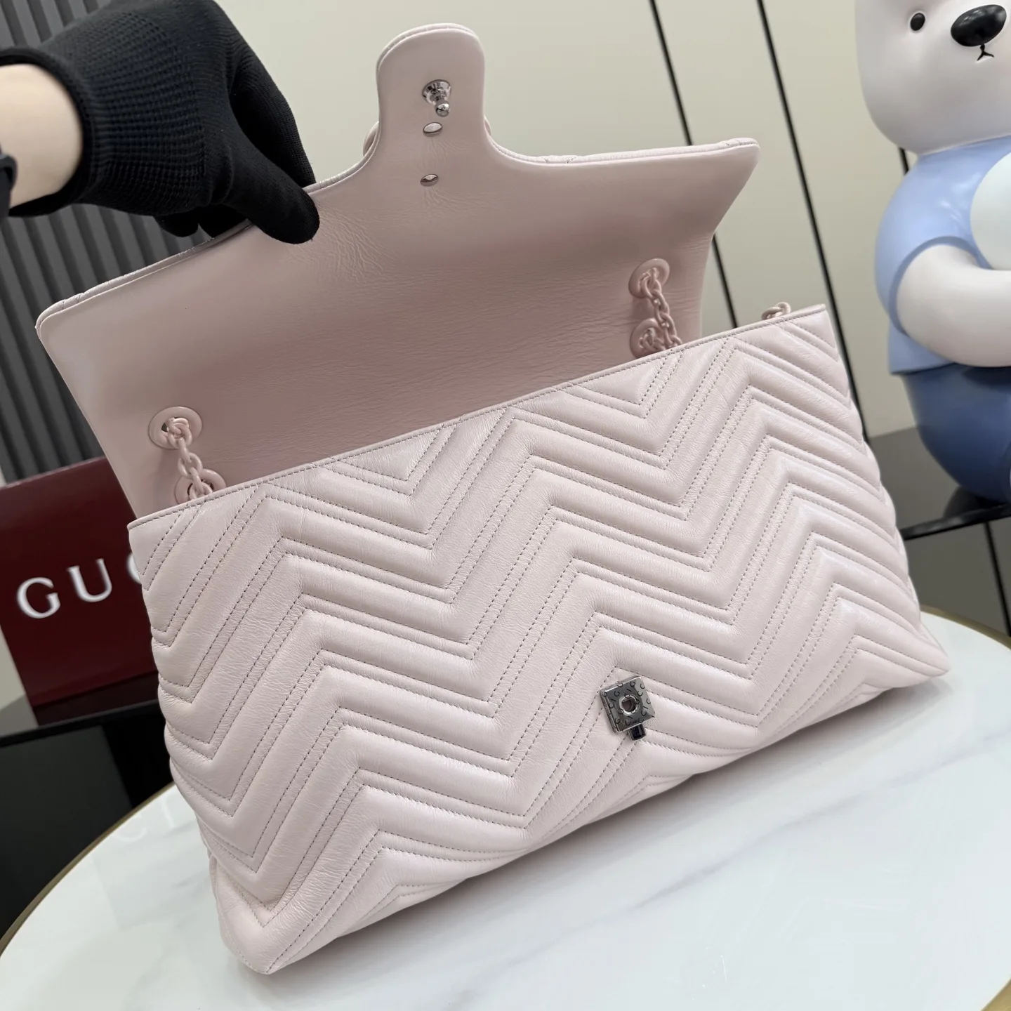 Gucci Marmont Pink GG Supreme Canvas Shoulder Bag product photo from LabelPicks