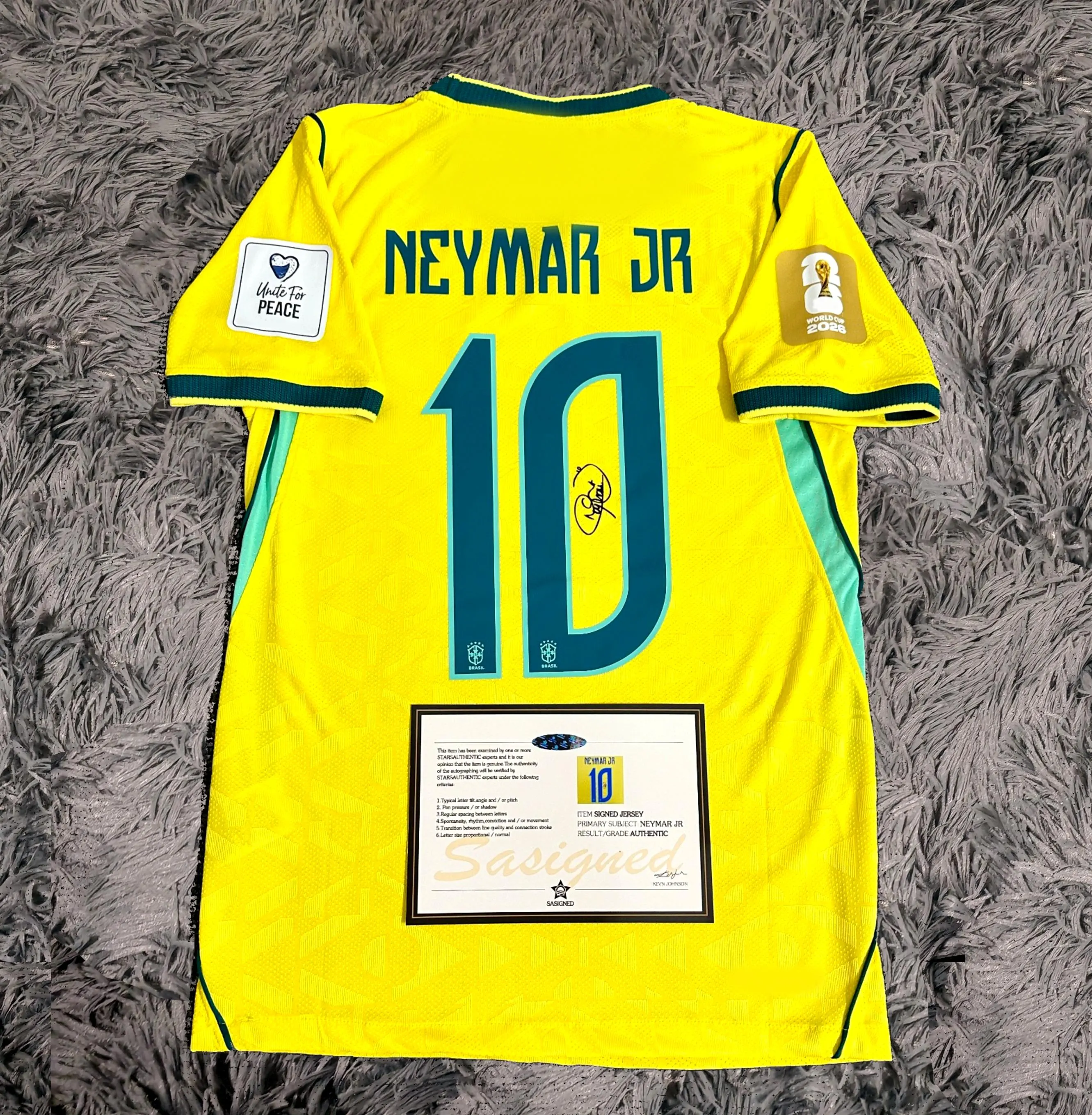 Neymar Jr SIGNED Brazil World Cup Home Jersey/Shirt - COA - 2026